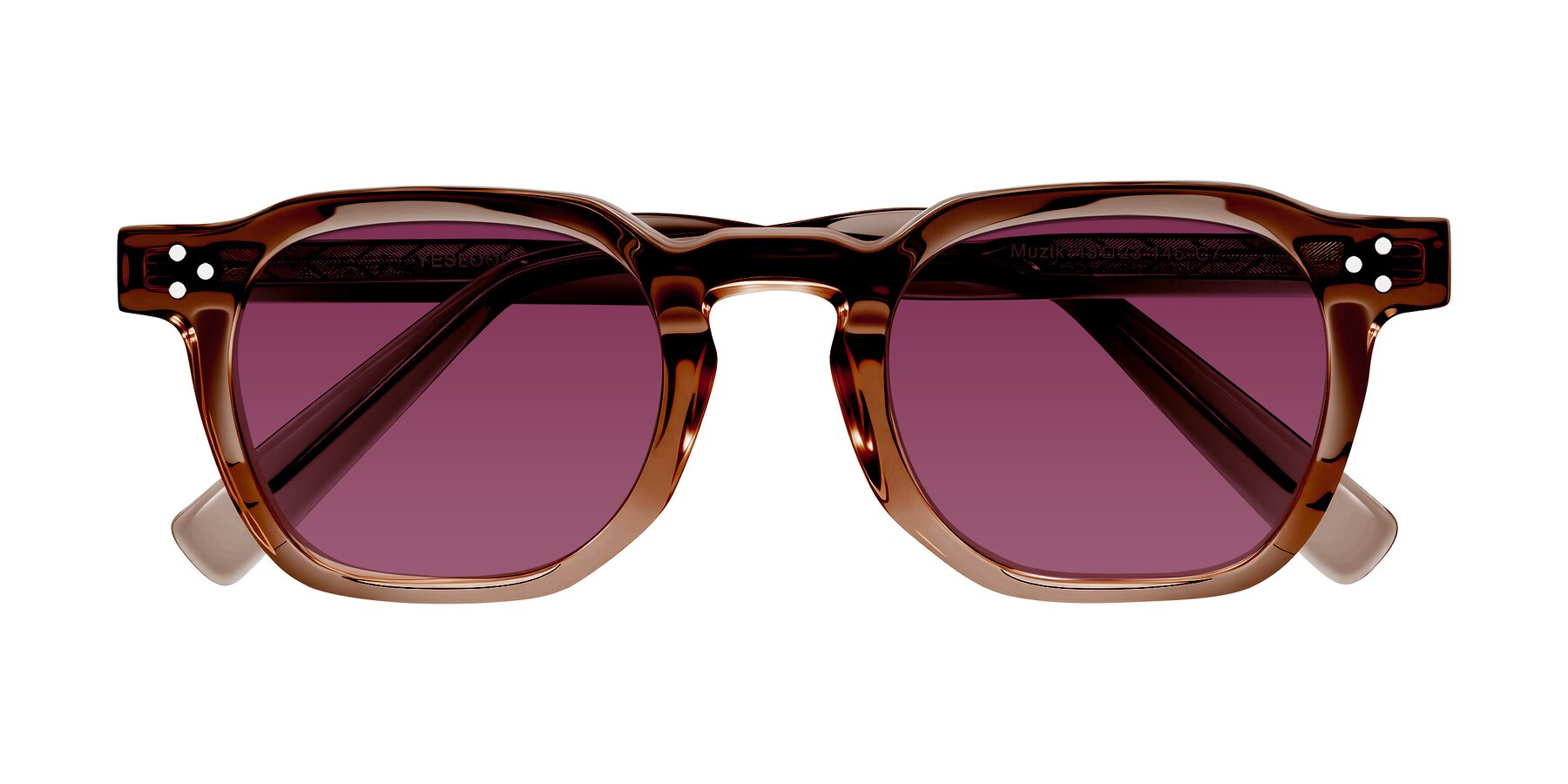 Folded Front of Muzik in Champagne to Dark Brown Shift with Wine Tinted Lenses