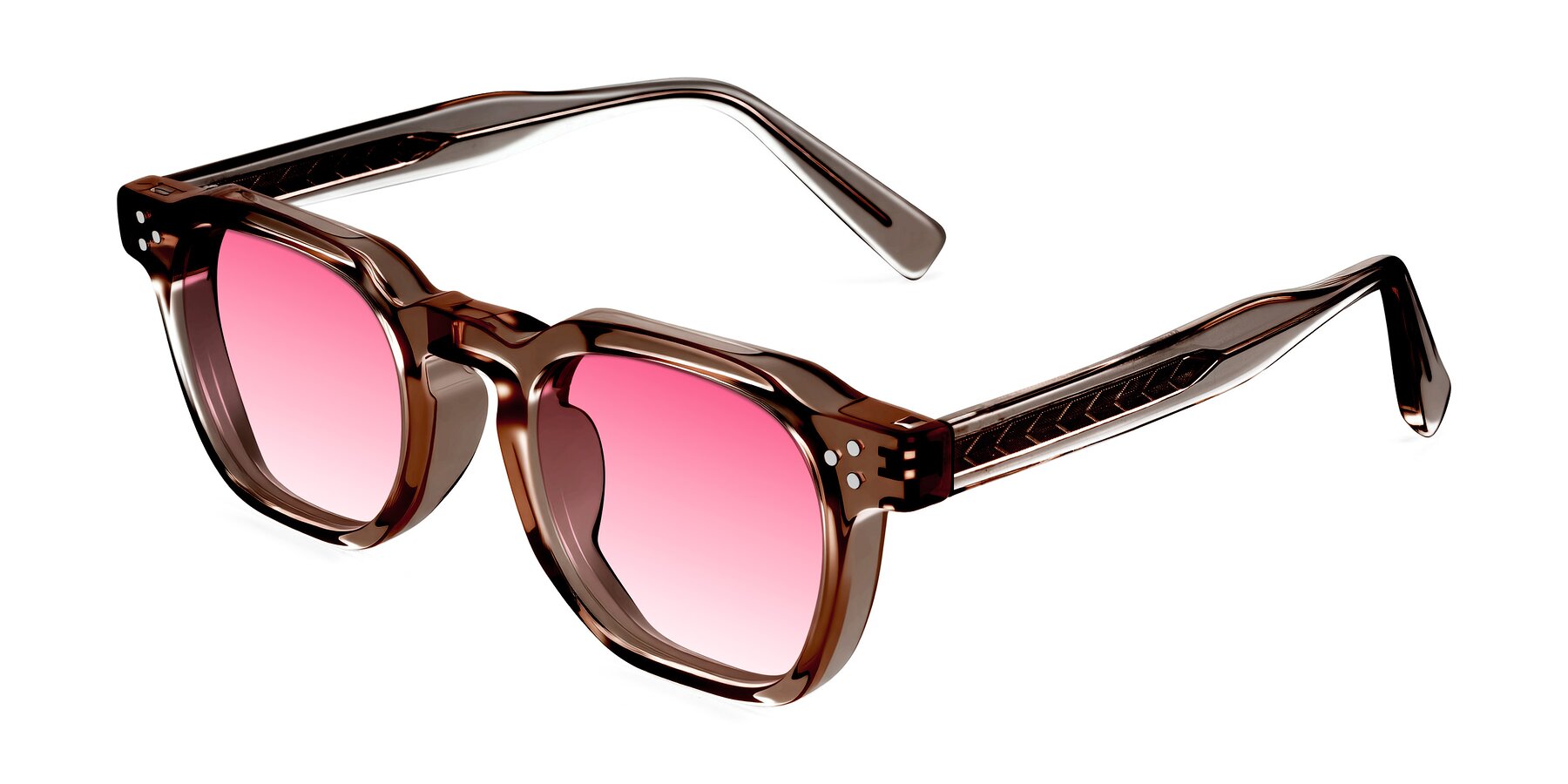 Angle of Muzik in Champagne to Dark Brown Shift with Pink Gradient Lenses