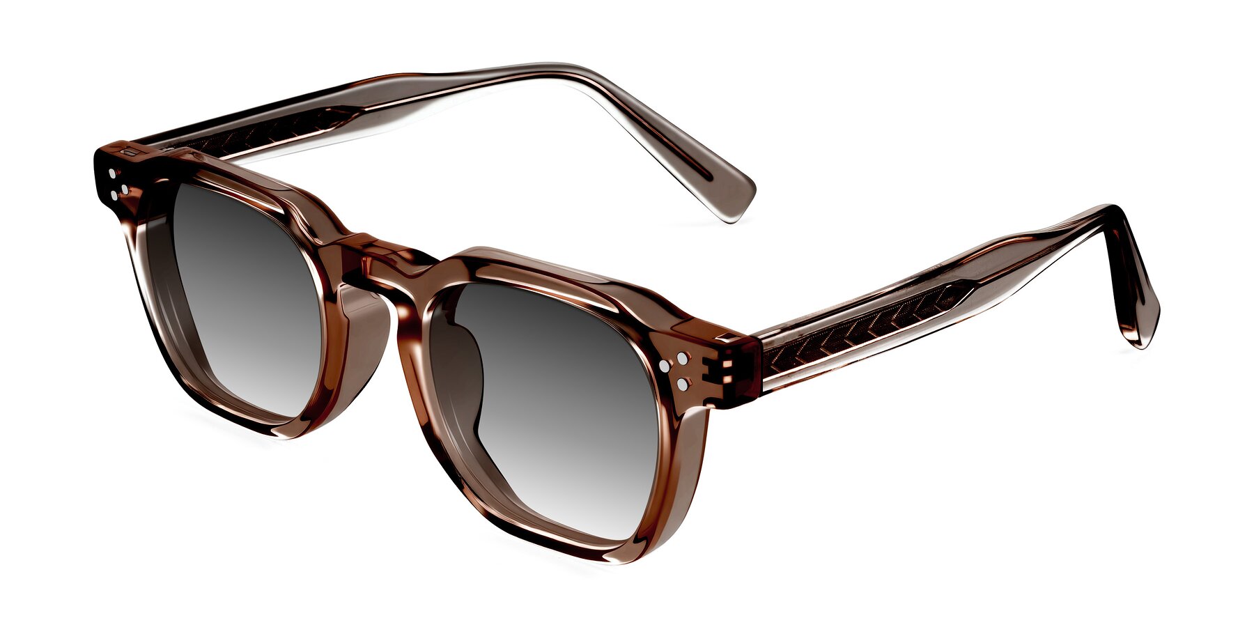 Angle of Muzik in Champagne to Dark Brown Shift with Gray Gradient Lenses
