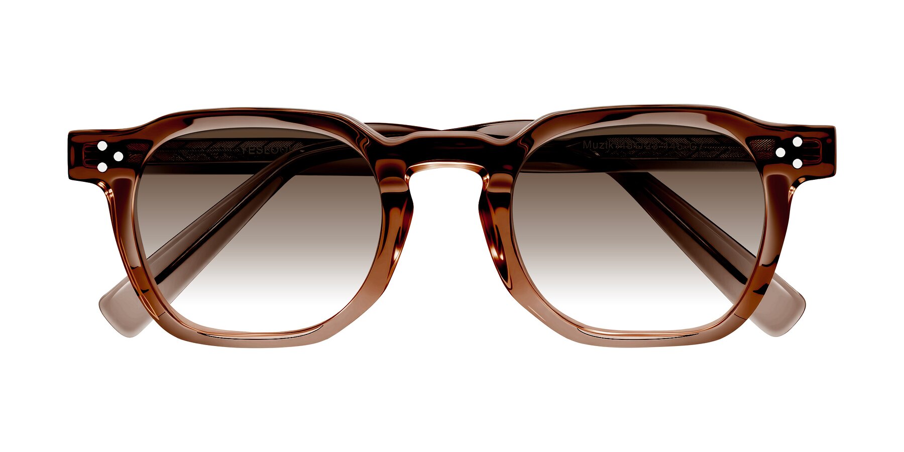 Folded Front of Muzik in Champagne to Dark Brown Shift with Brown Gradient Lenses