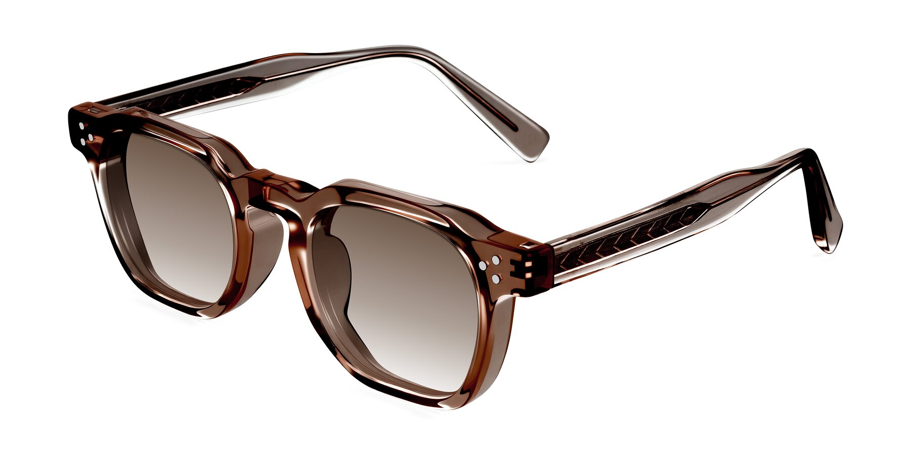 Angle of Muzik in Champagne to Dark Brown Shift with Brown Gradient Lenses