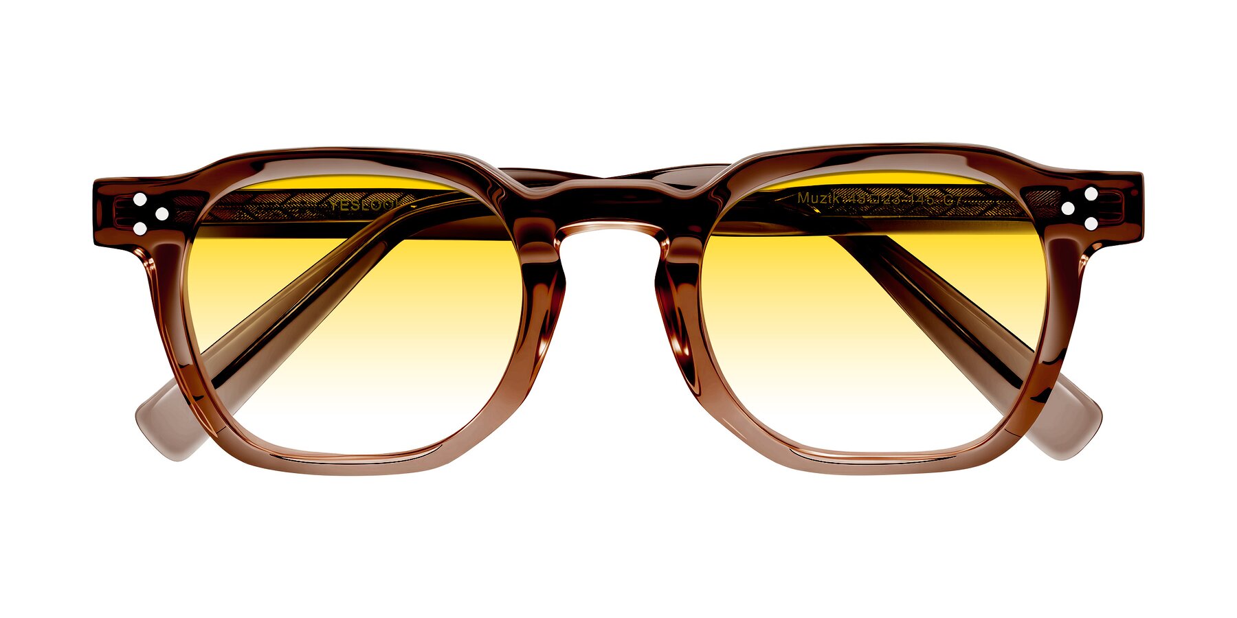 Folded Front of Muzik in Champagne to Dark Brown Shift with Yellow Gradient Lenses