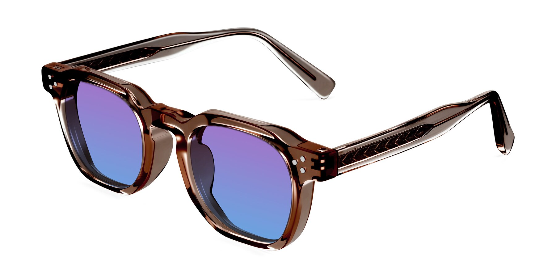 Angle of Muzik in Champagne to Dark Brown Shift with Purple / Blue Gradient Lenses