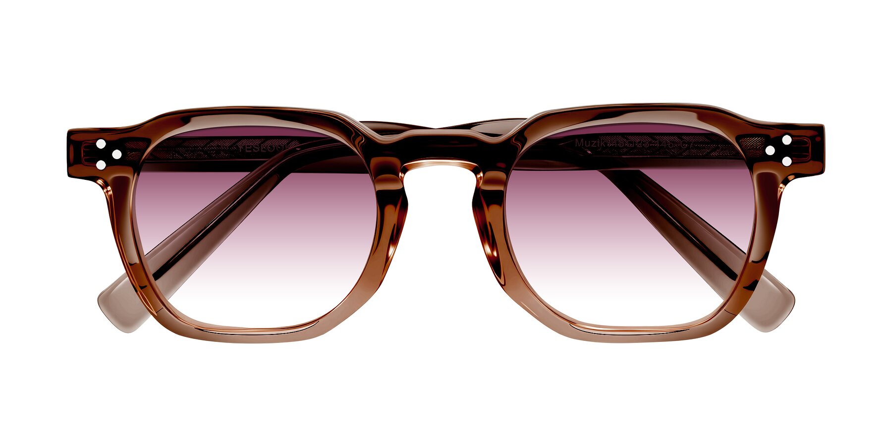 Folded Front of Muzik in Champagne to Dark Brown Shift with Wine Gradient Lenses
