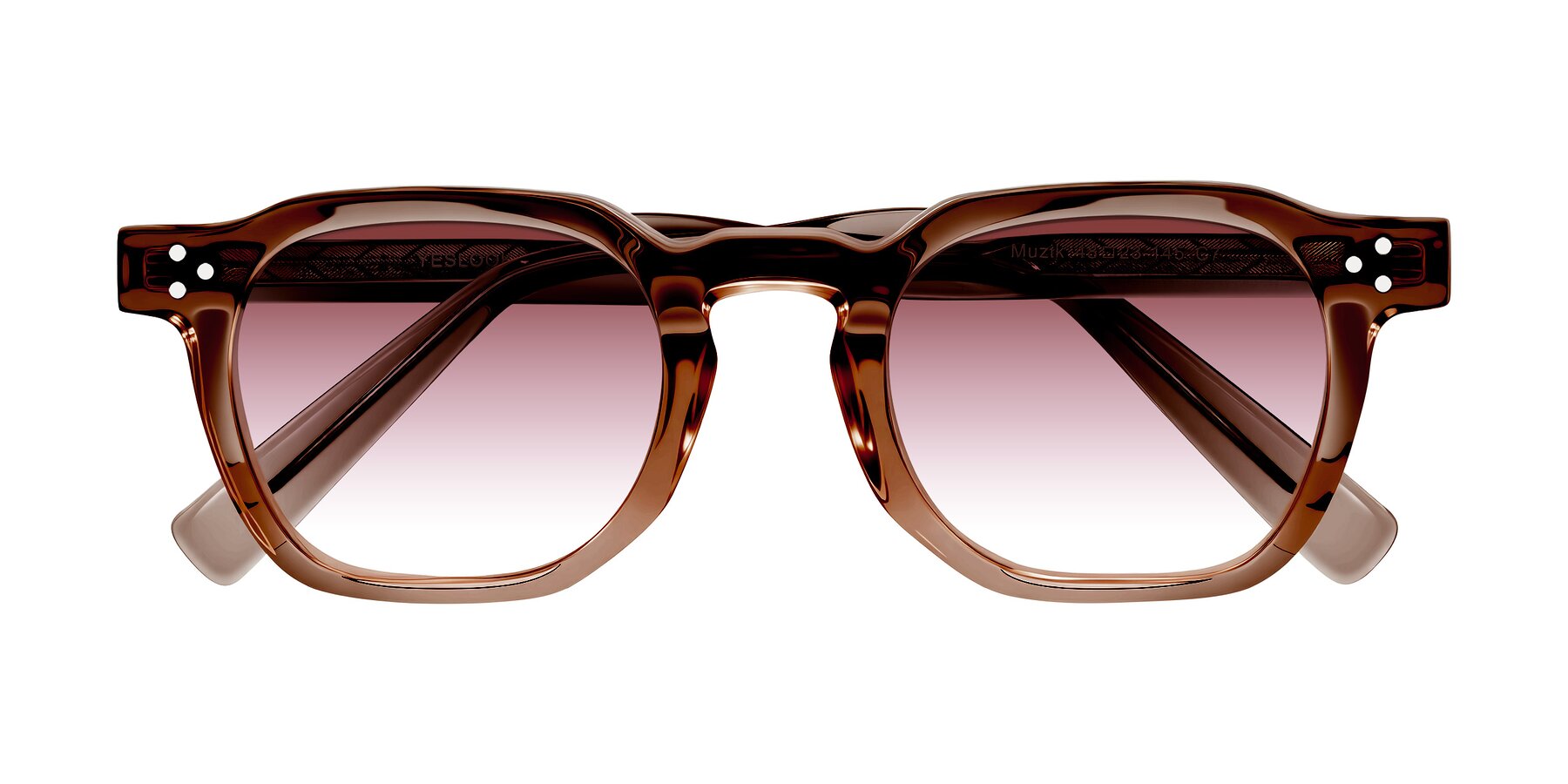 Folded Front of Muzik in Champagne to Dark Brown Shift with Garnet Gradient Lenses