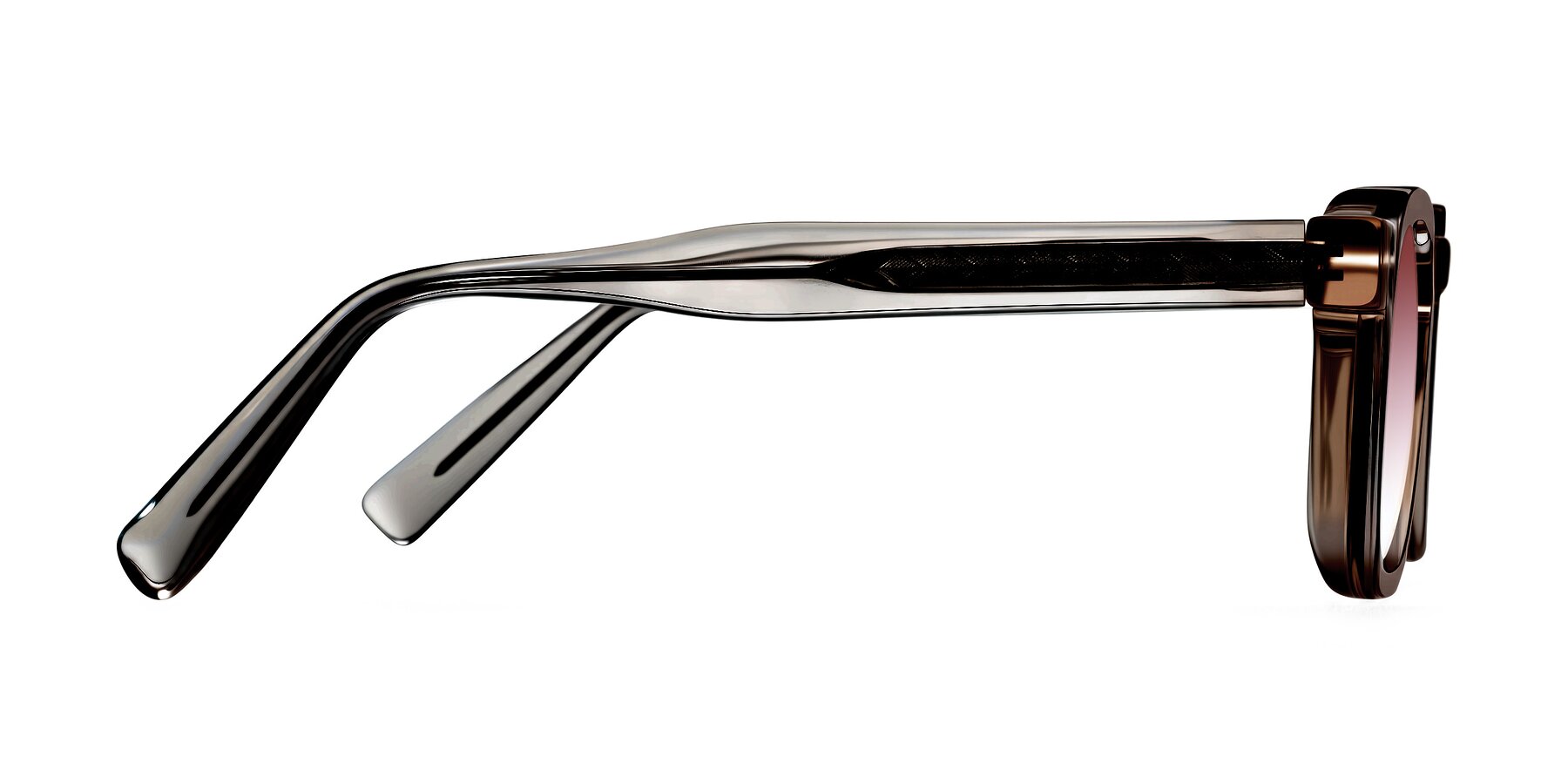 Side of Muzik in Champagne to Dark Brown Shift with Garnet Gradient Lenses