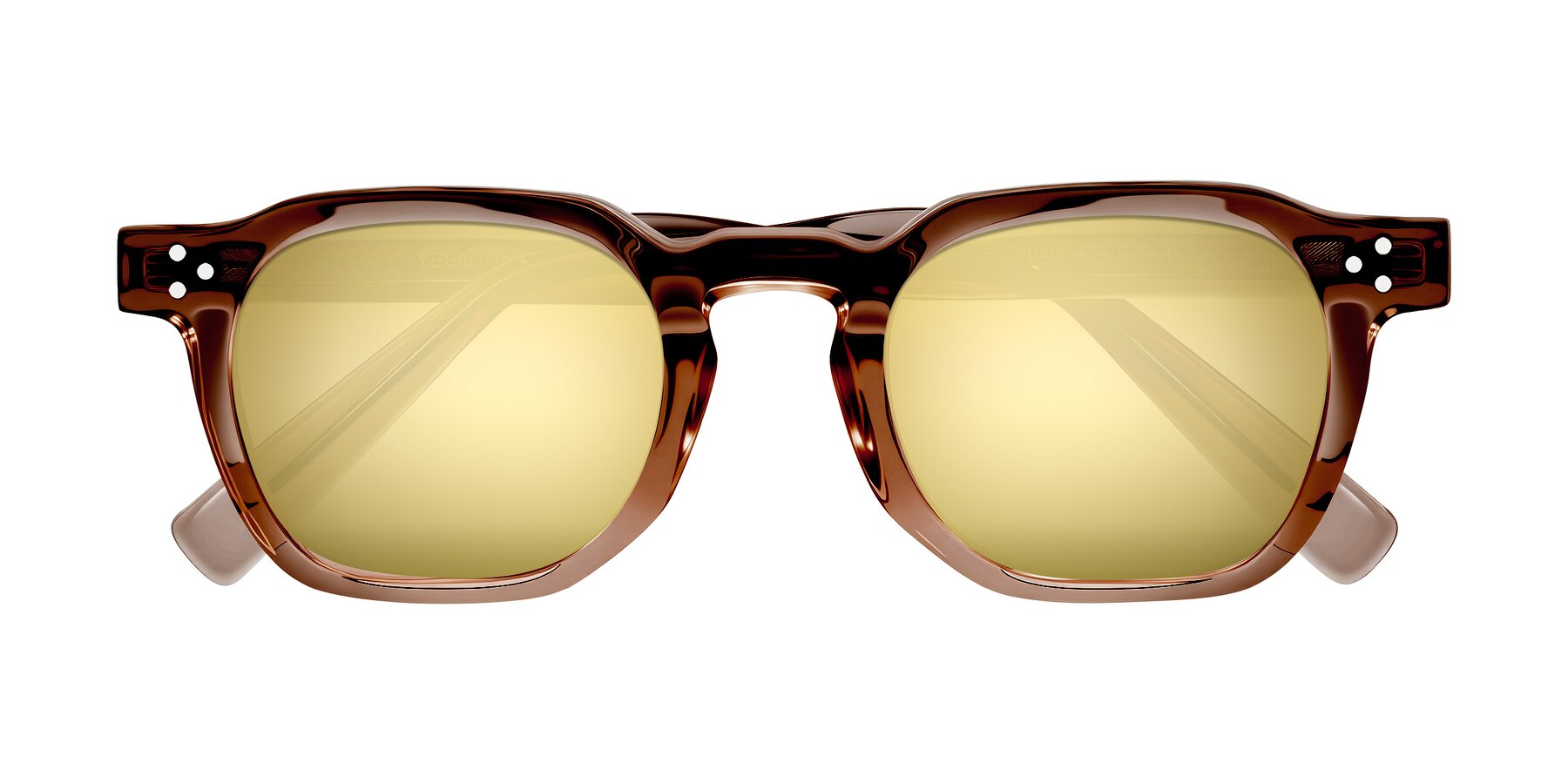 Folded Front of Muzik in Champagne to Dark Brown Shift with Gold Mirrored Lenses