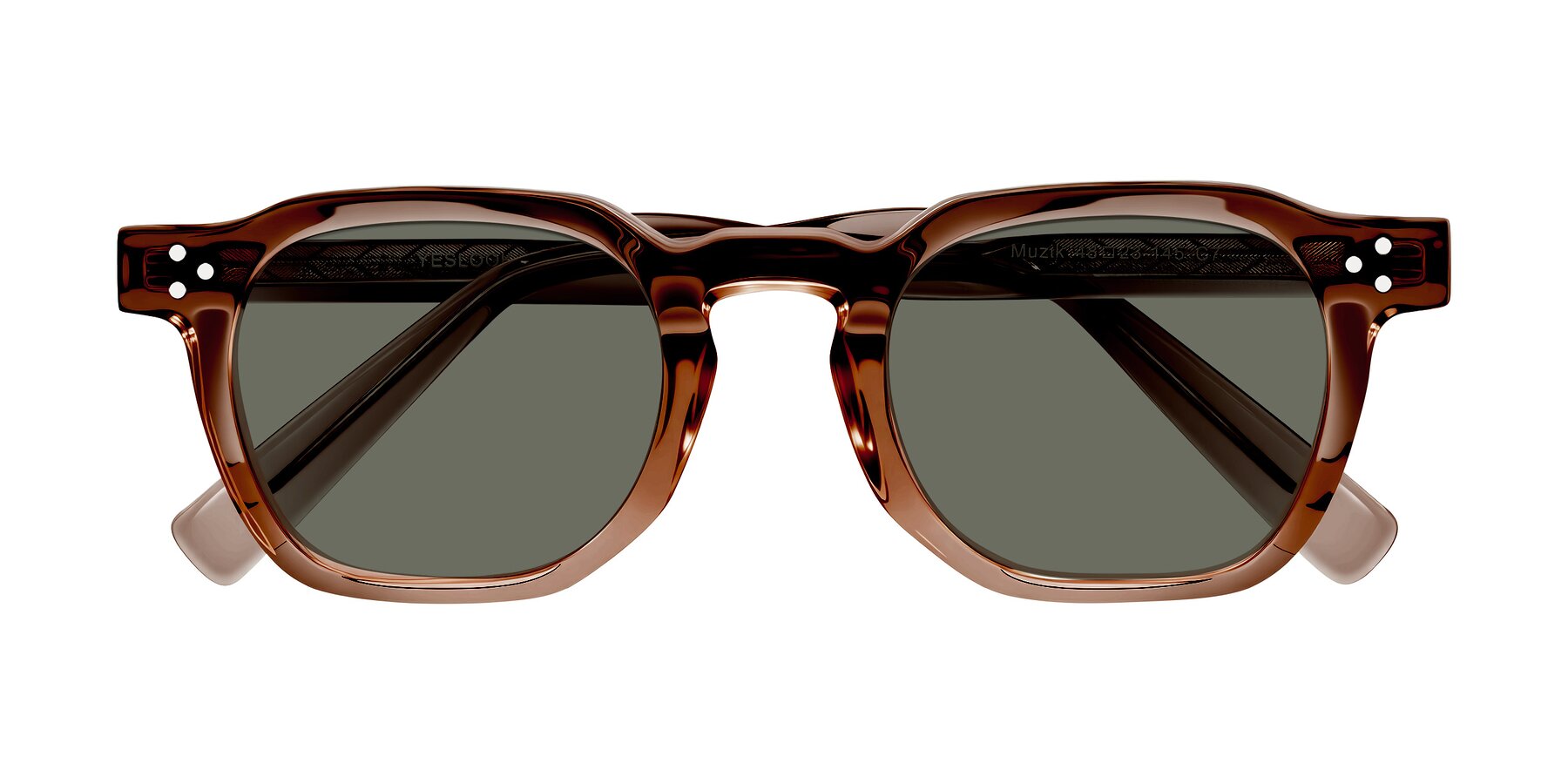 Folded Front of Muzik in Champagne to Dark Brown Shift with Gray Polarized Lenses