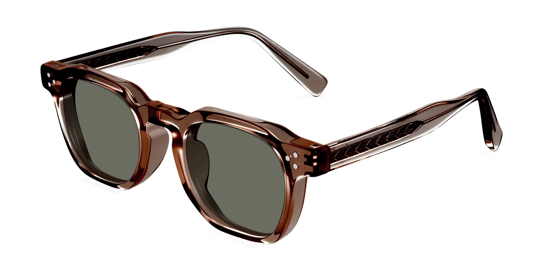 Angle of Muzik in Champagne to Dark Brown Shift with Gray Polarized Lenses