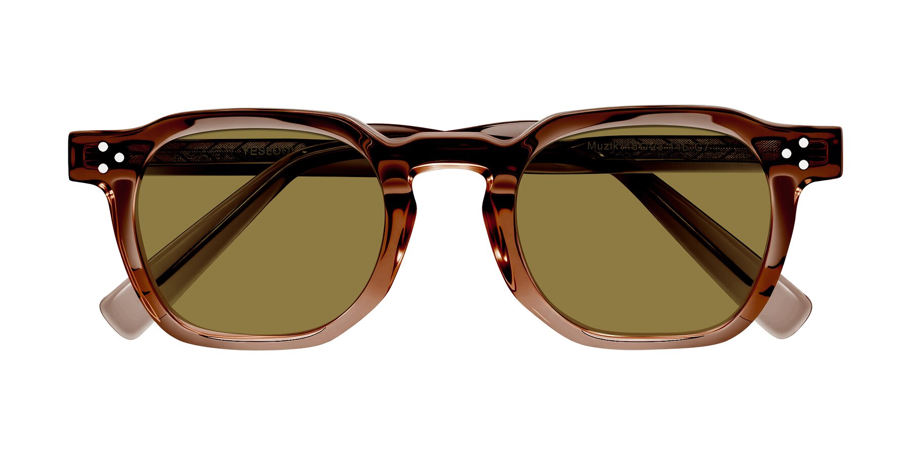 Folded Front of Muzik in Champagne to Dark Brown Shift with Brown Polarized Lenses