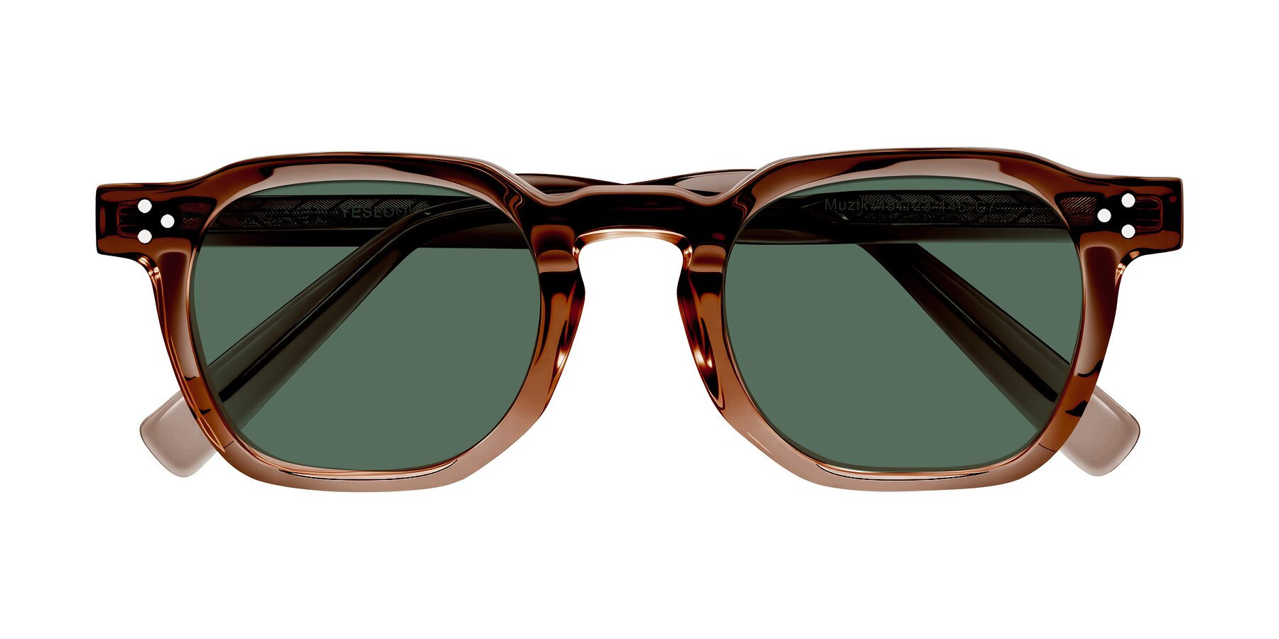 Folded Front of Muzik in Champagne to Dark Brown Shift with Green Polarized Lenses