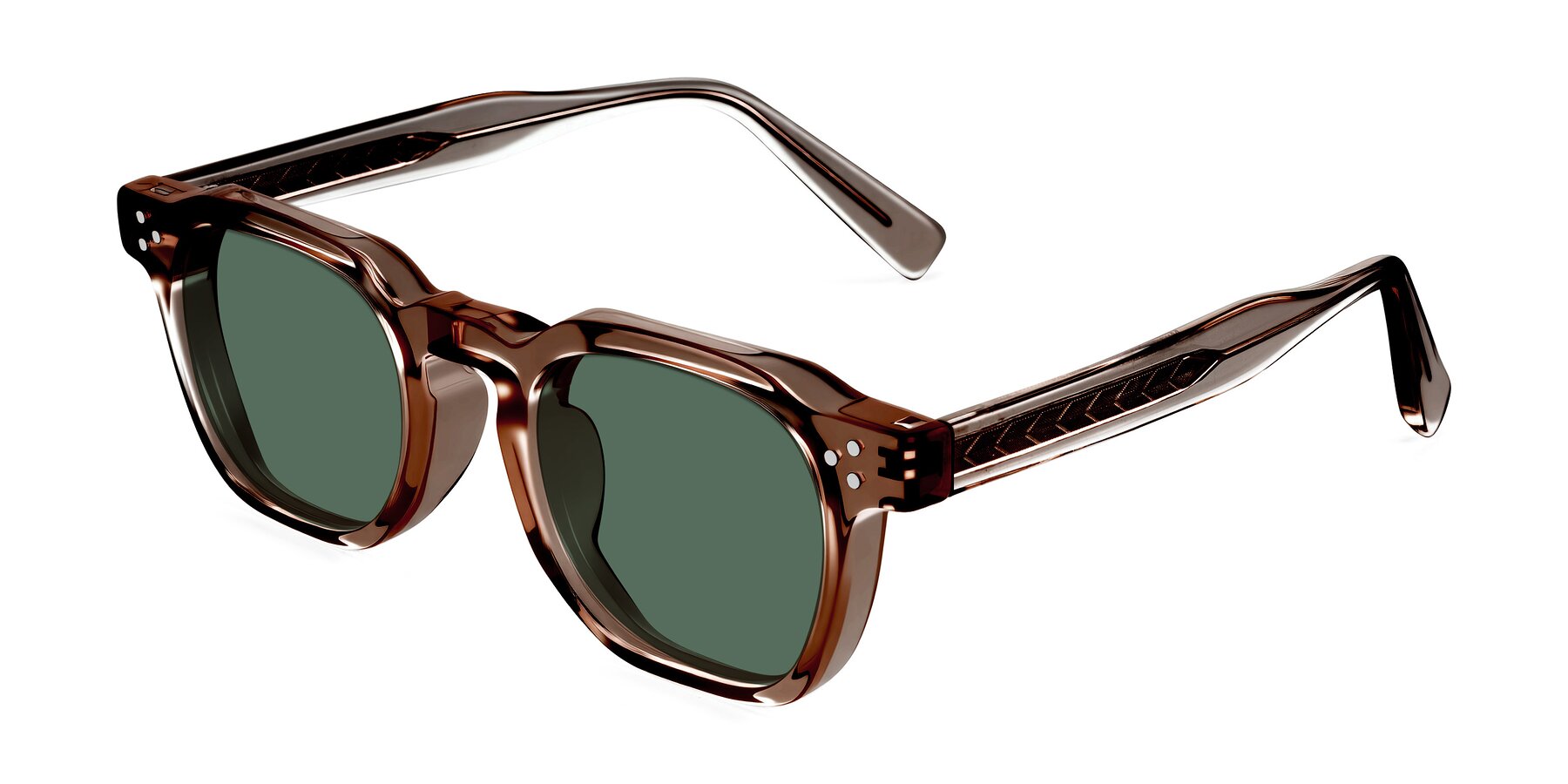 Angle of Muzik in Champagne to Dark Brown Shift with Green Polarized Lenses
