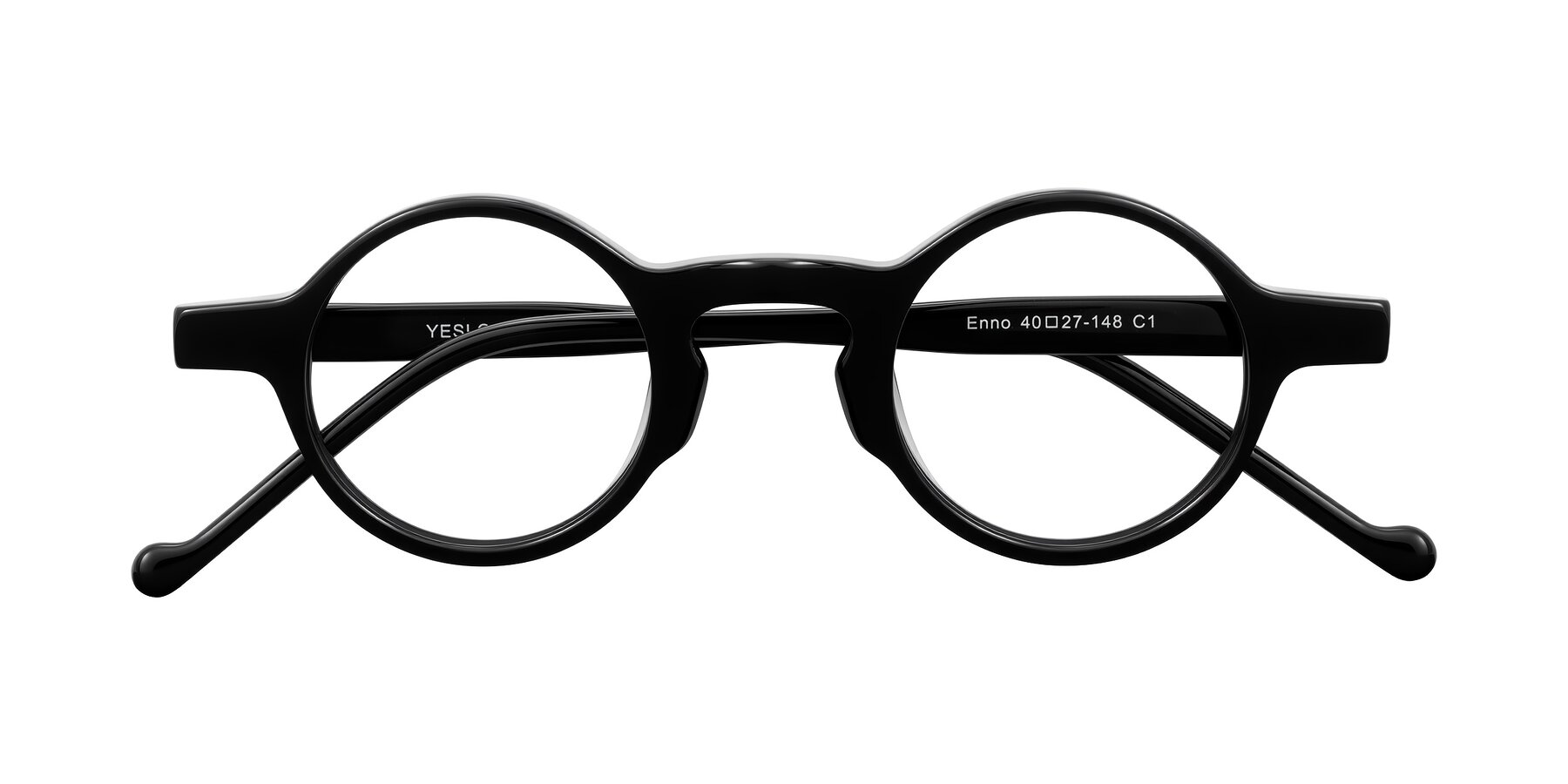 Folded Front of Enno in Black with Clear Eyeglass Lenses