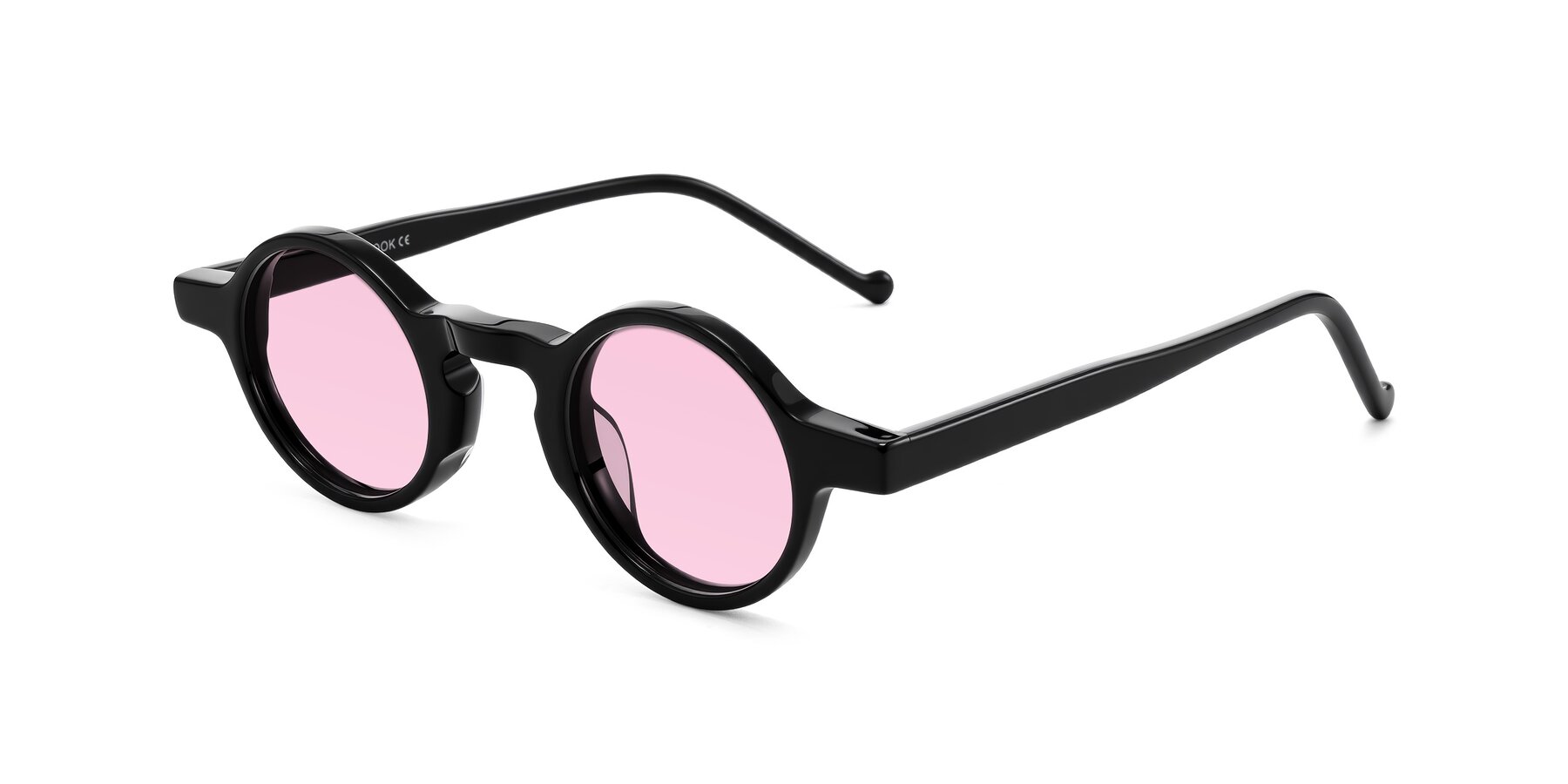Angle of Enno in Black with Light Pink Tinted Lenses