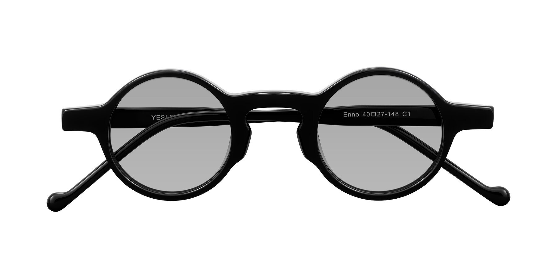 Folded Front of Enno in Black with Light Gray Tinted Lenses