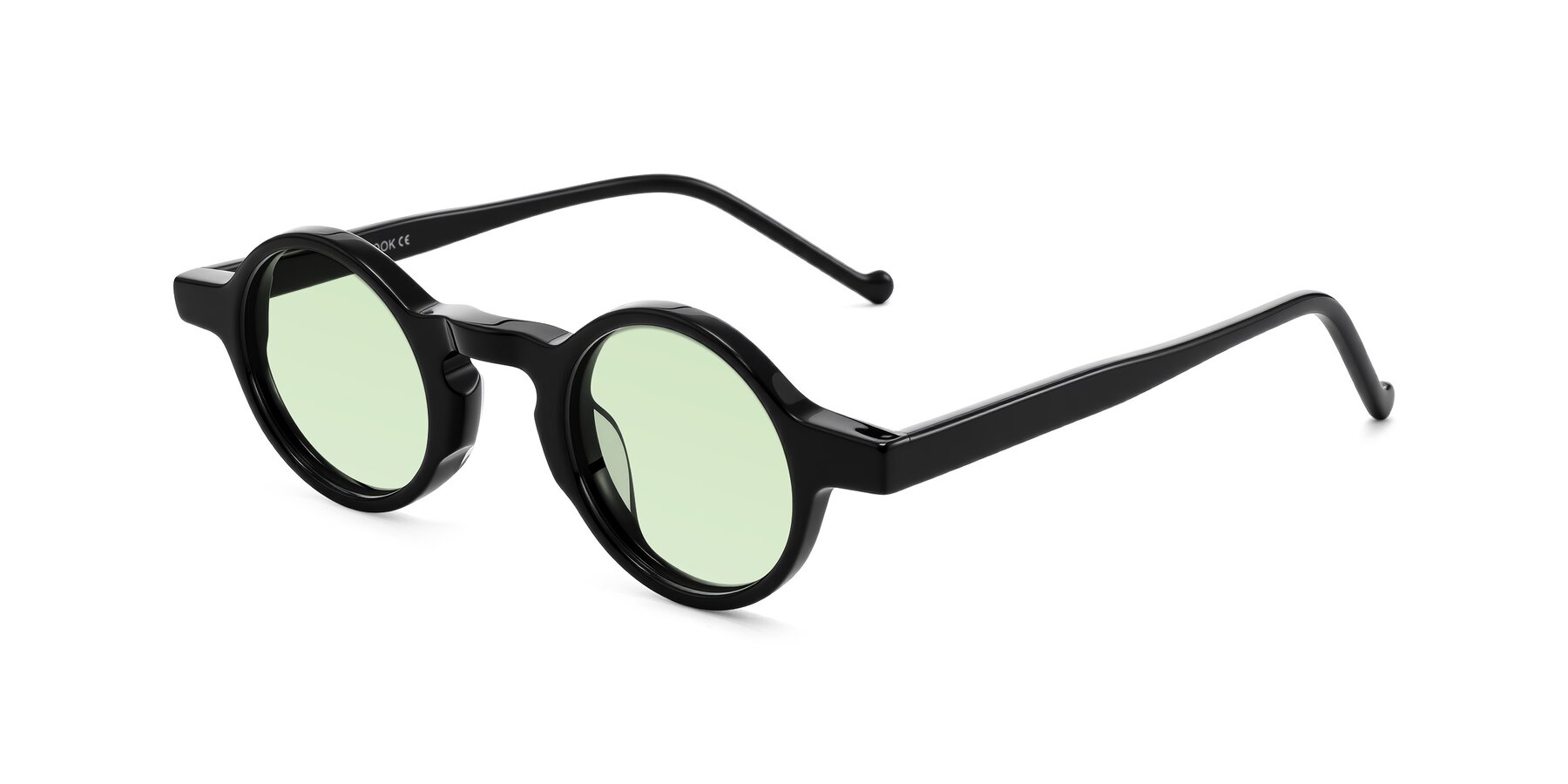 Angle of Enno in Black with Light Green Tinted Lenses