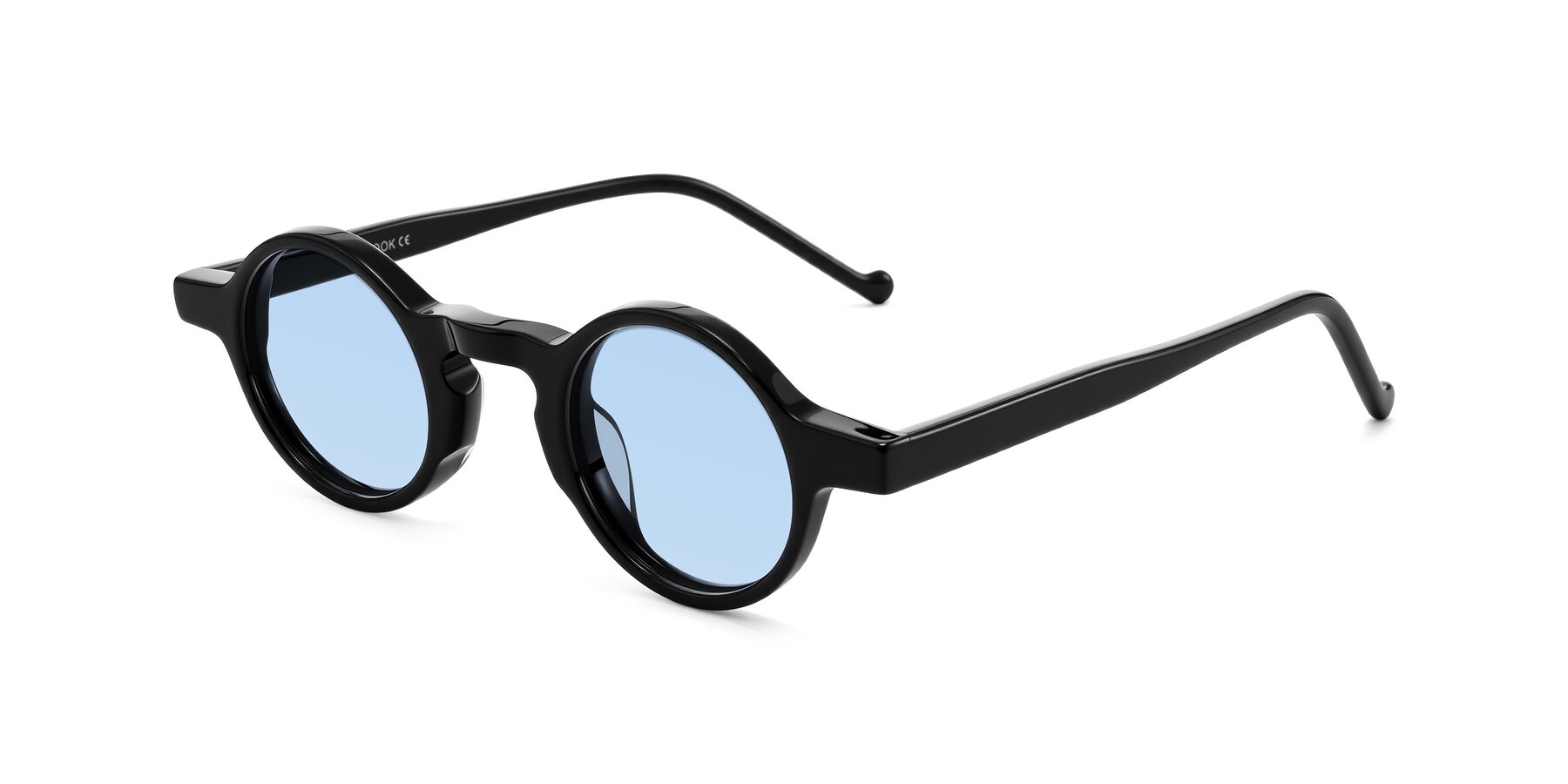 Angle of Enno in Black with Light Blue Tinted Lenses