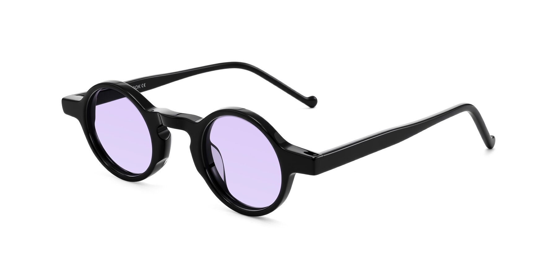 Angle of Enno in Black with Light Purple Tinted Lenses