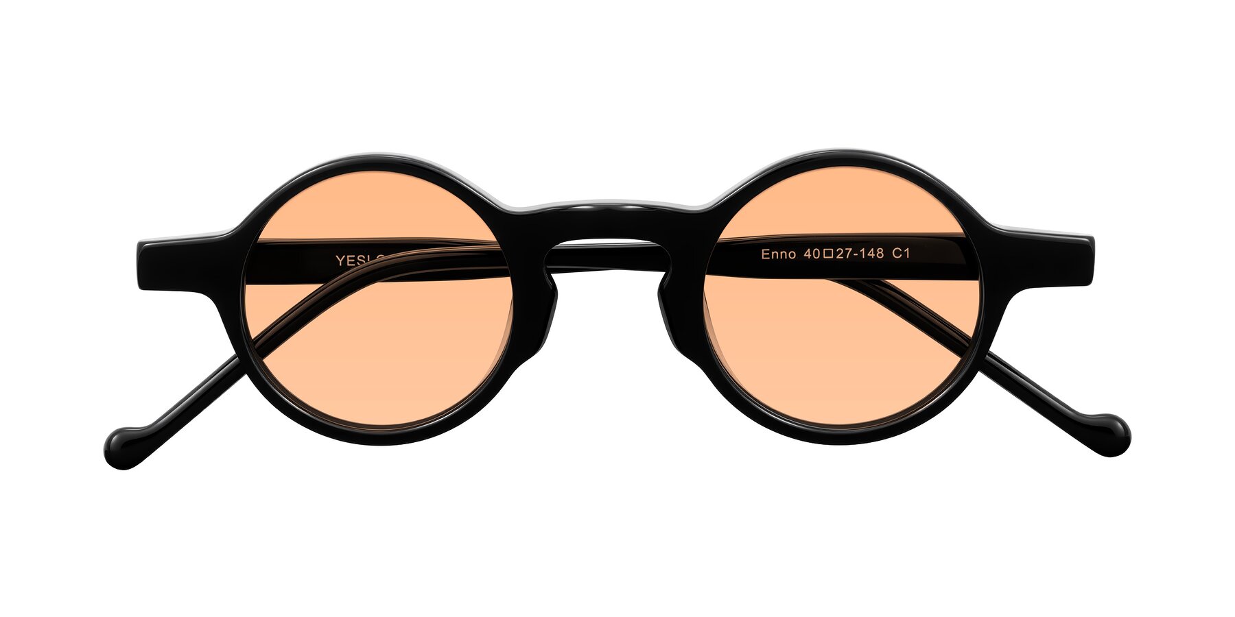 Folded Front of Enno in Black with Light Orange Tinted Lenses