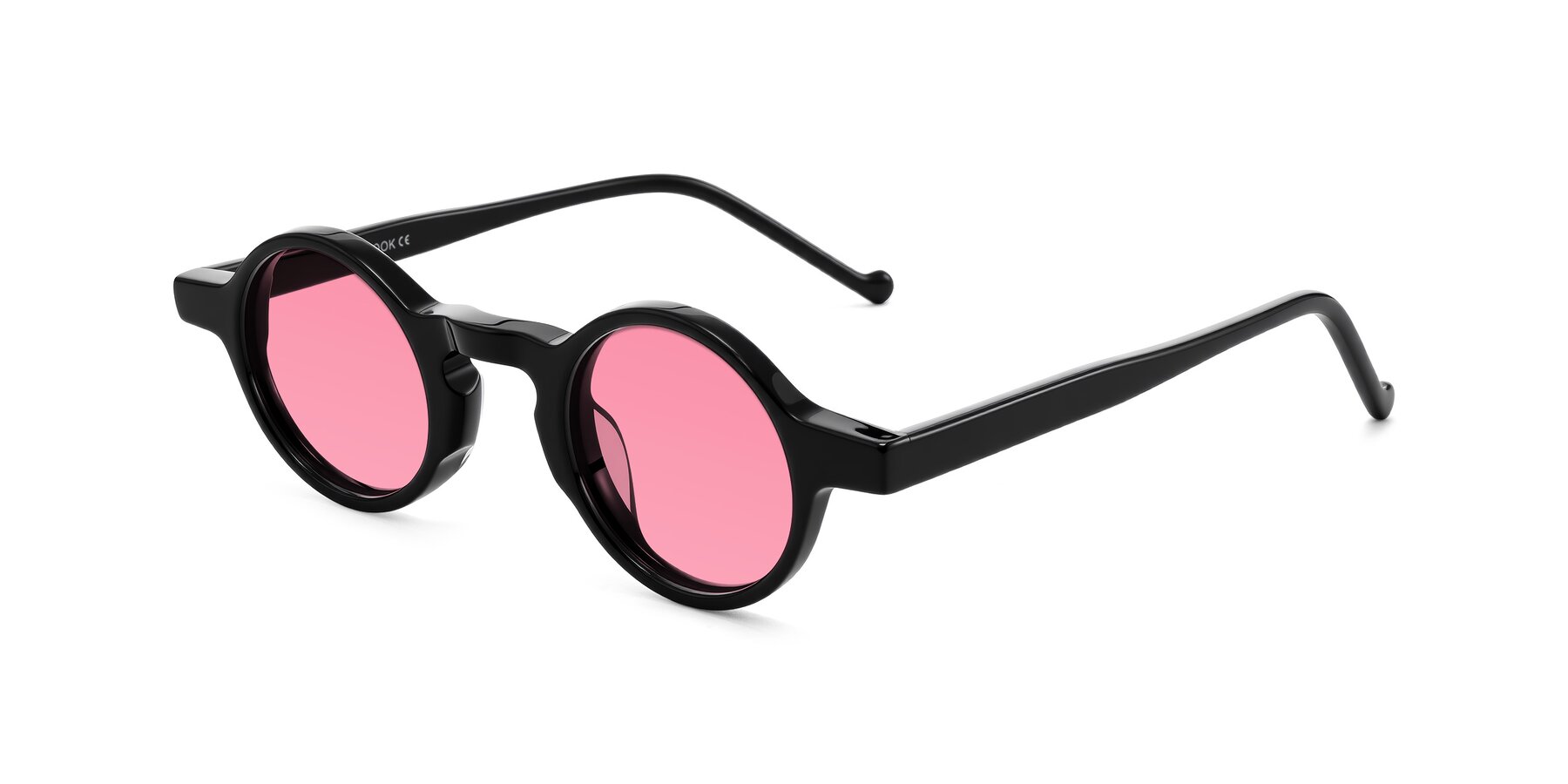 Angle of Enno in Black with Pink Tinted Lenses