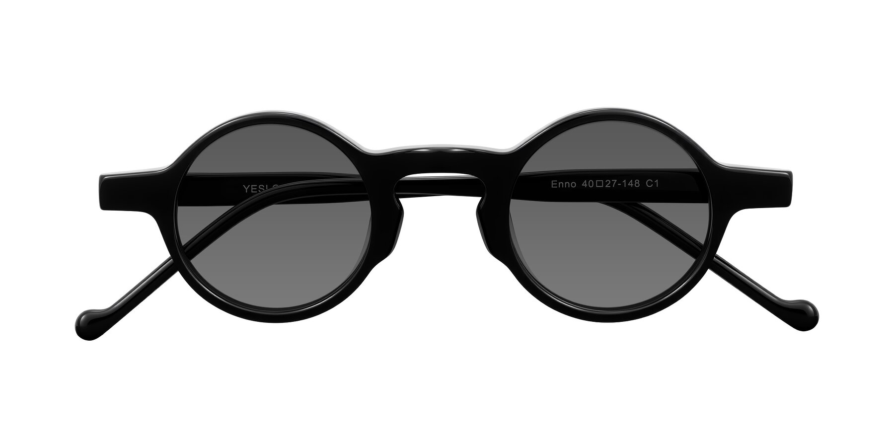 Folded Front of Enno in Black with Medium Gray Tinted Lenses