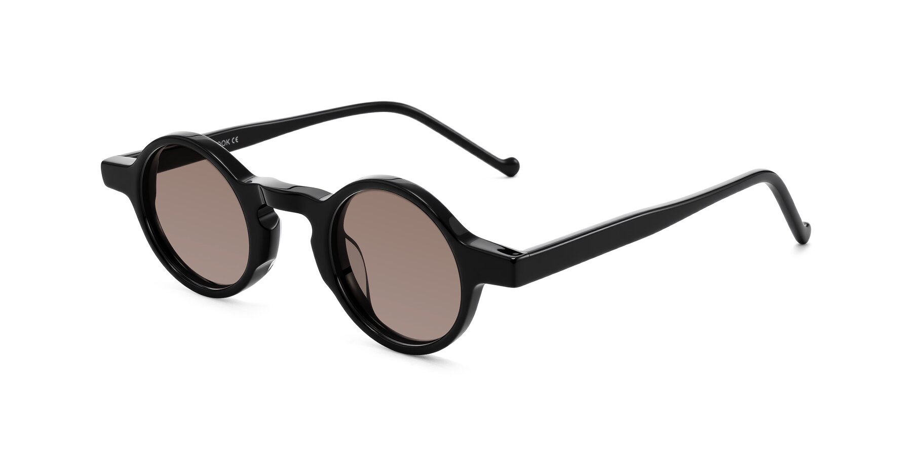 Angle of Enno in Black with Medium Brown Tinted Lenses
