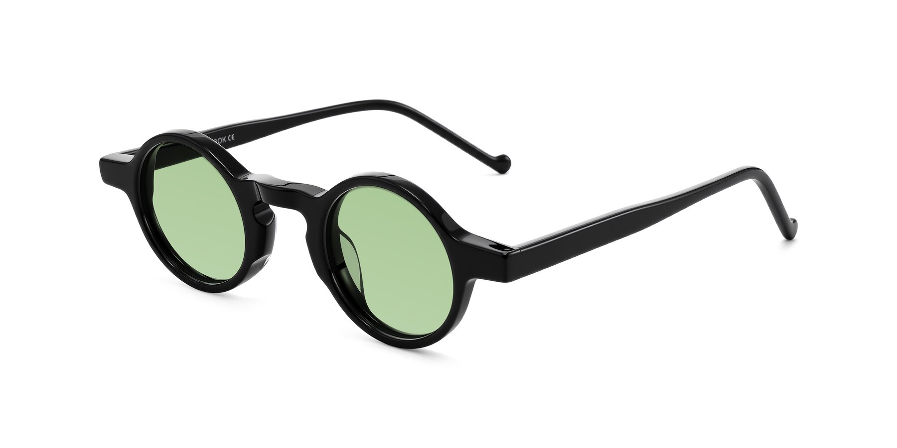 Angle of Enno in Black with Medium Green Tinted Lenses