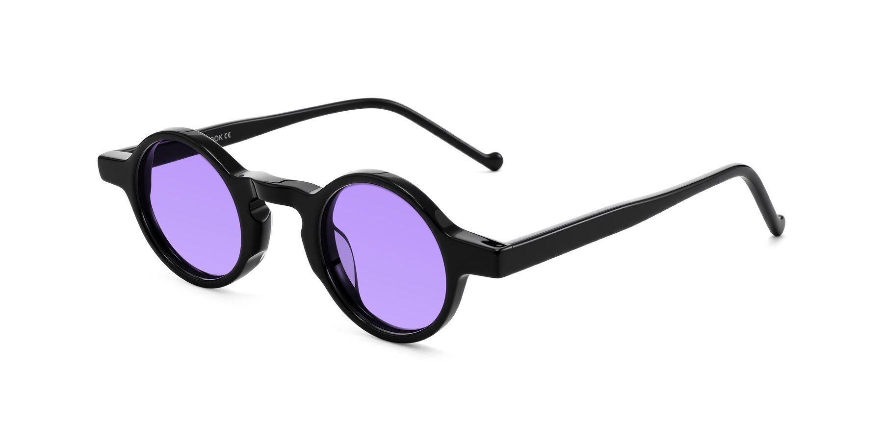 Angle of Enno in Black with Medium Purple Tinted Lenses