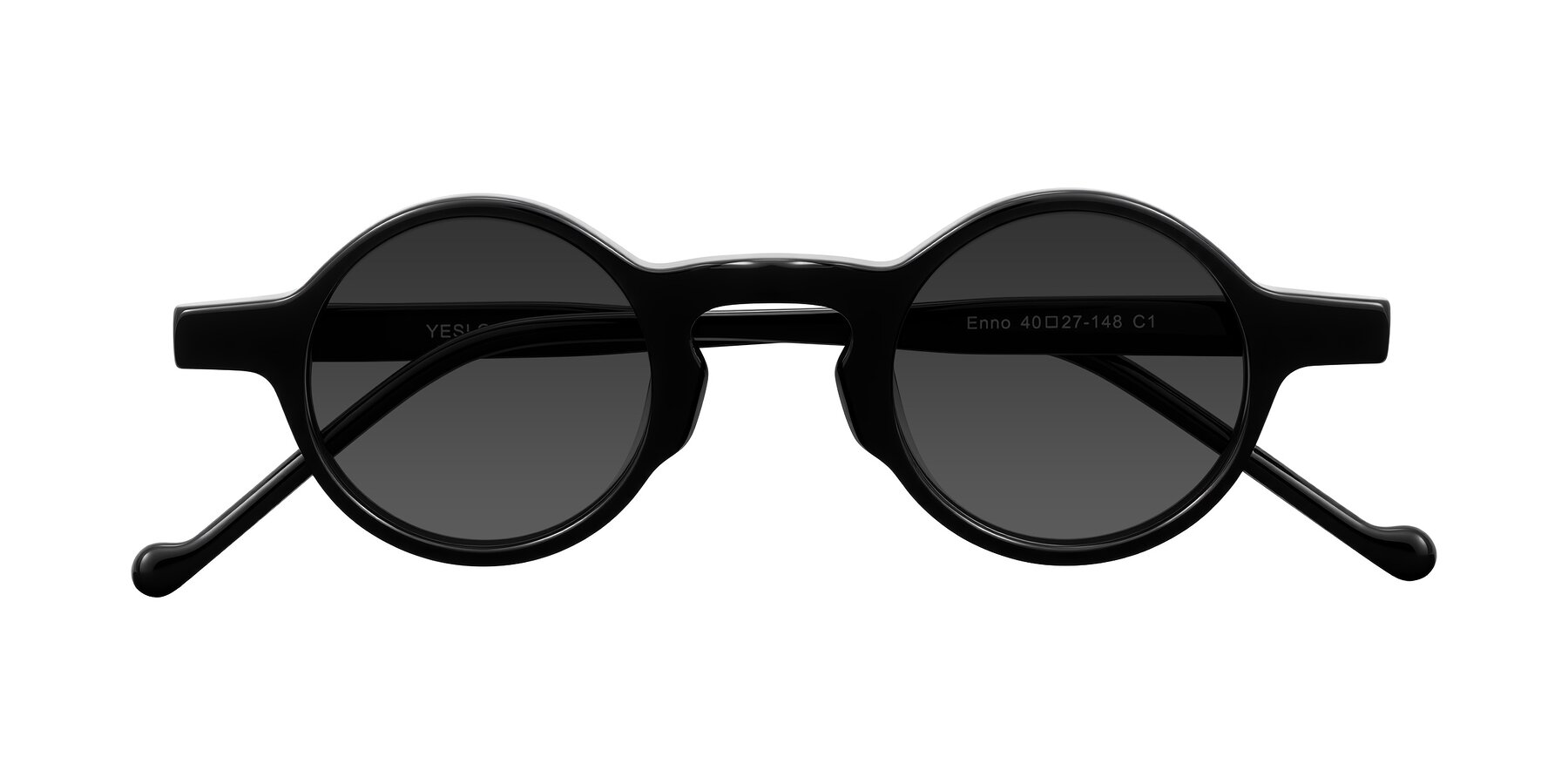 Folded Front of Enno in Black with Gray Tinted Lenses