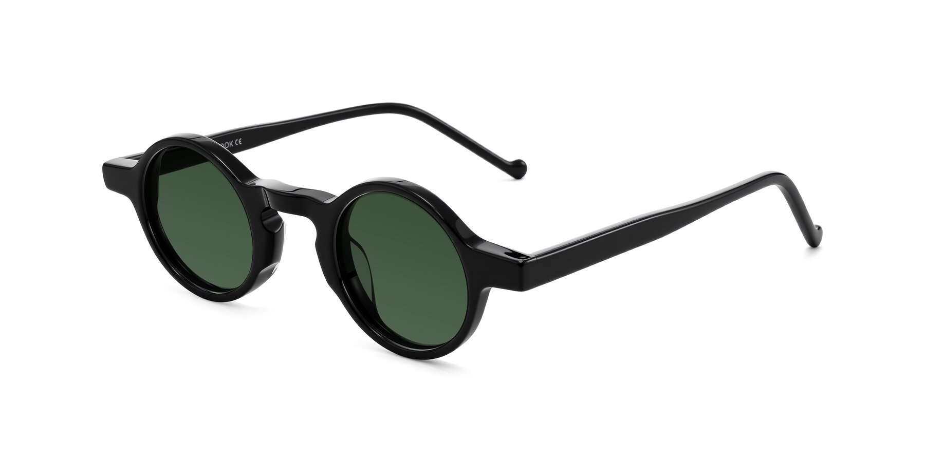 Angle of Enno in Black with Green Tinted Lenses