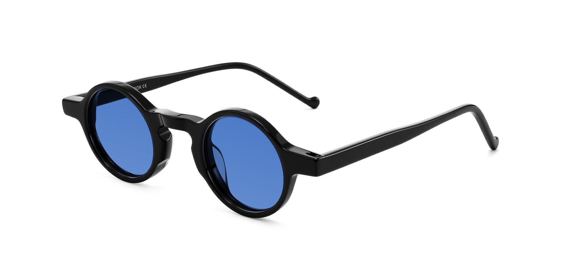 Angle of Enno in Black with Blue Tinted Lenses