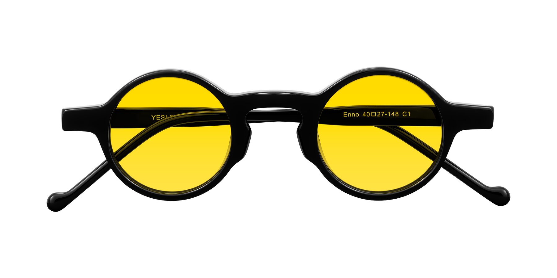 Folded Front of Enno in Black with Yellow Tinted Lenses