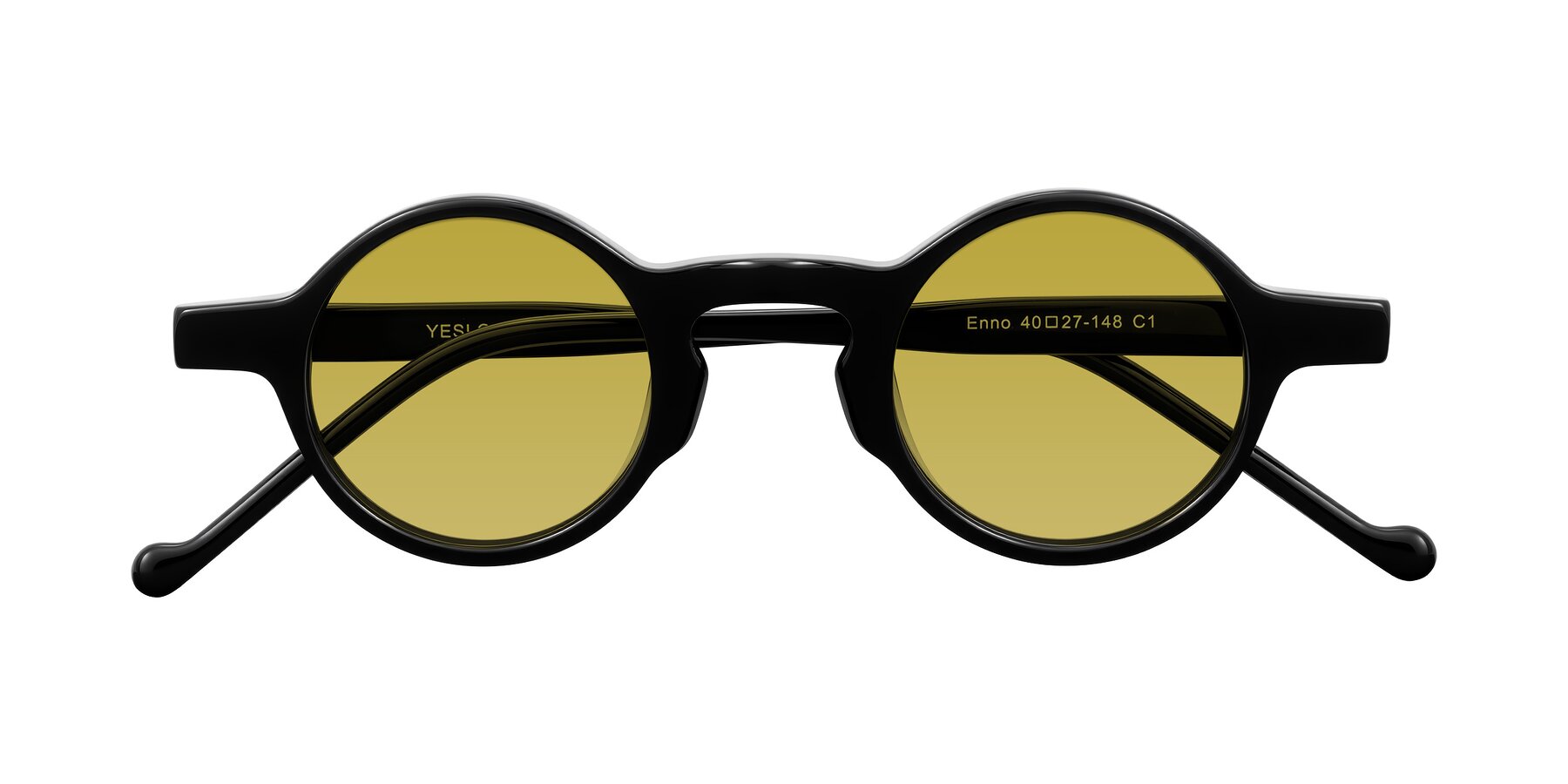 Folded Front of Enno in Black with Champagne Tinted Lenses