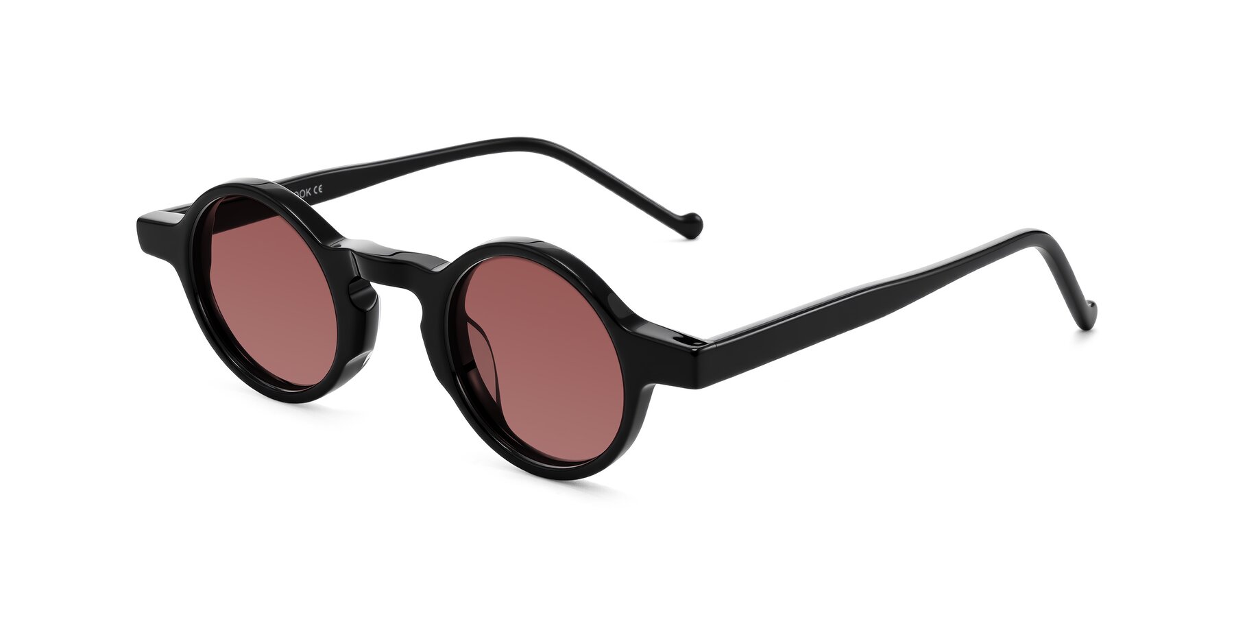 Angle of Enno in Black with Garnet Tinted Lenses