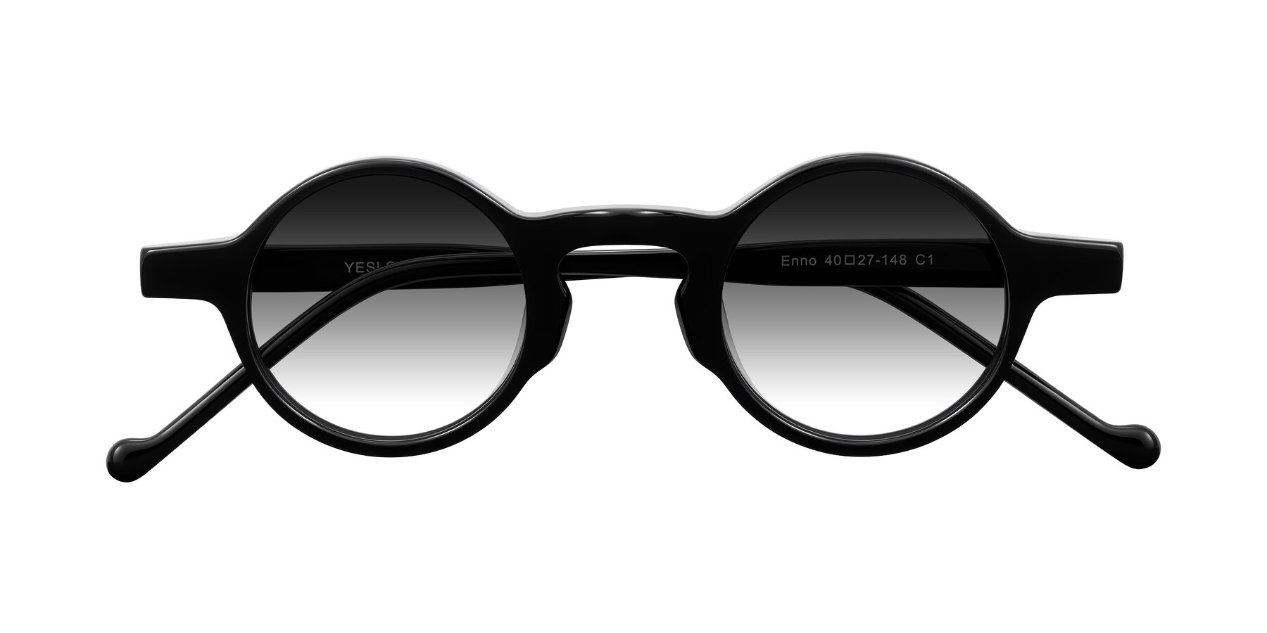 Folded Front of Enno in Black with Gray Gradient Lenses