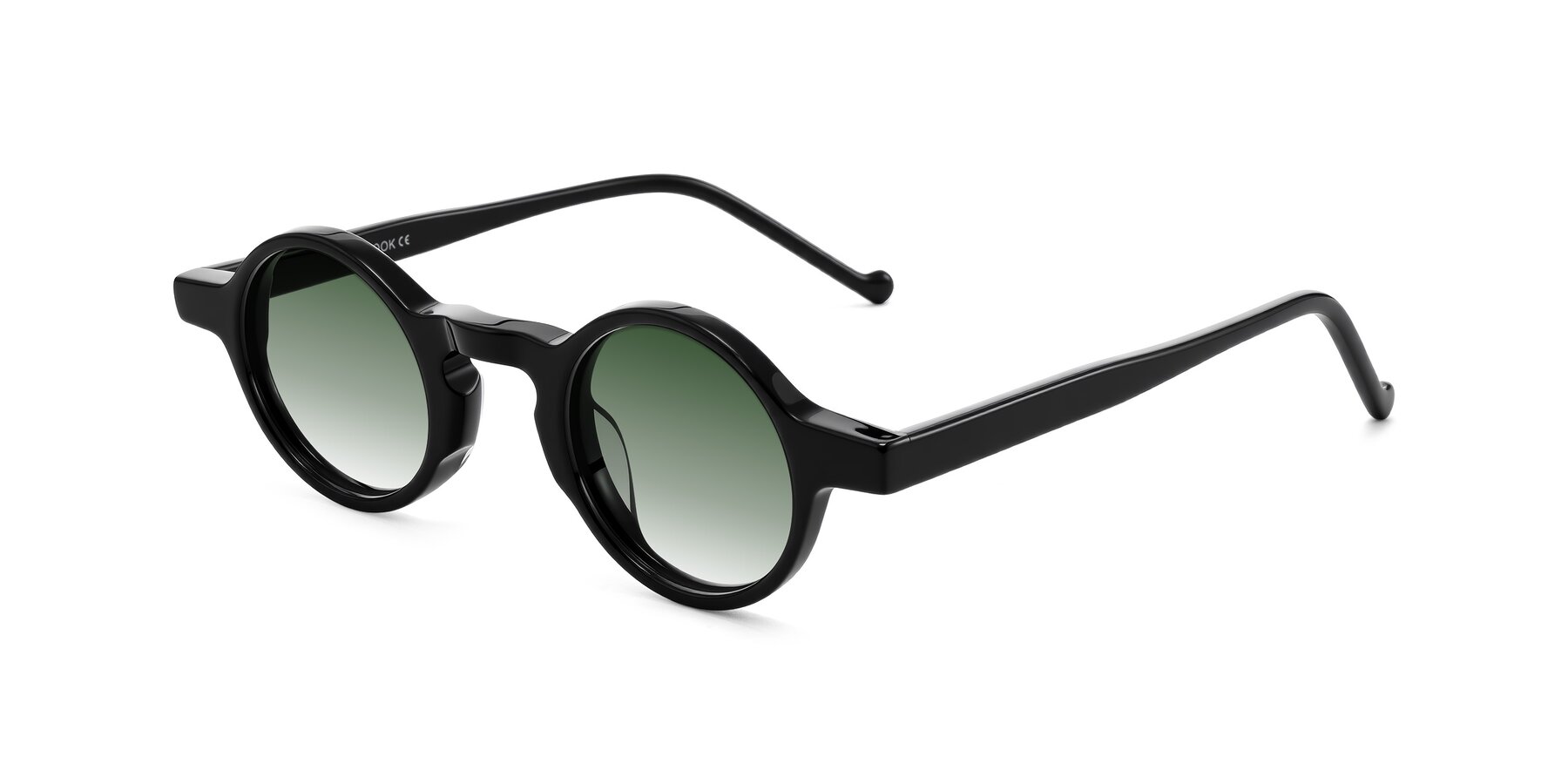 Angle of Enno in Black with Green Gradient Lenses