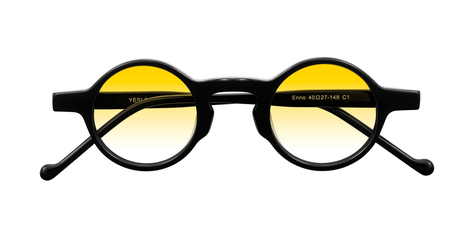 Folded Front of Enno in Black with Yellow Gradient Lenses