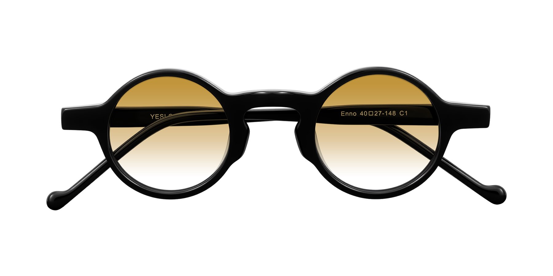 Folded Front of Enno in Black with Champagne Gradient Lenses