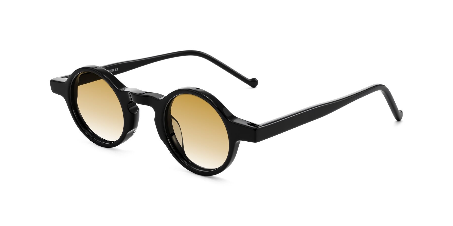 Angle of Enno in Black with Champagne Gradient Lenses