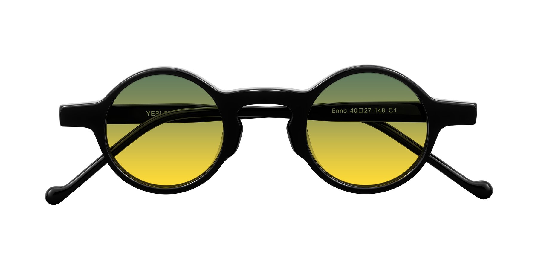 Folded Front of Enno in Black with Green / Yellow Gradient Lenses