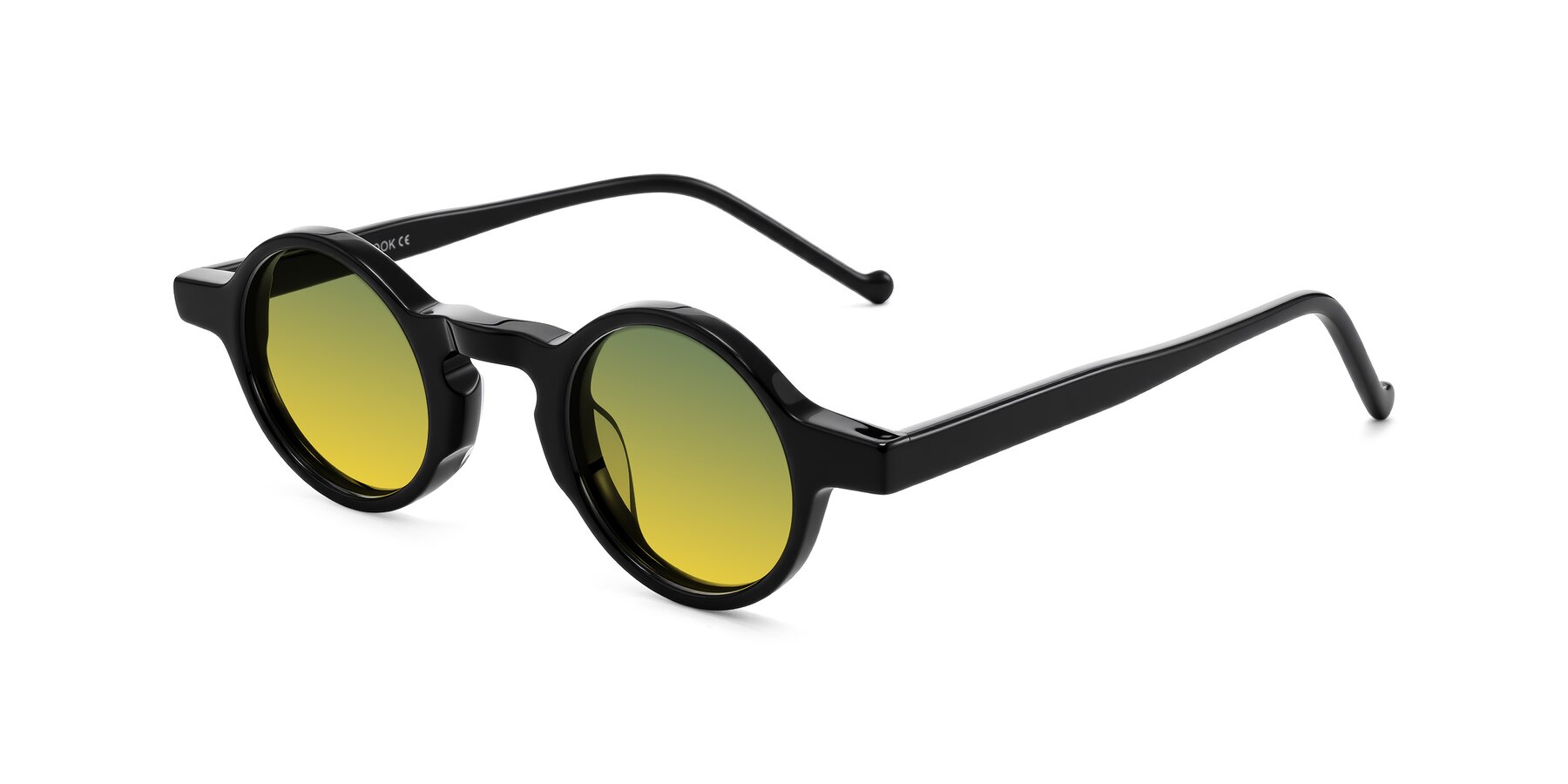 Angle of Enno in Black with Green / Yellow Gradient Lenses