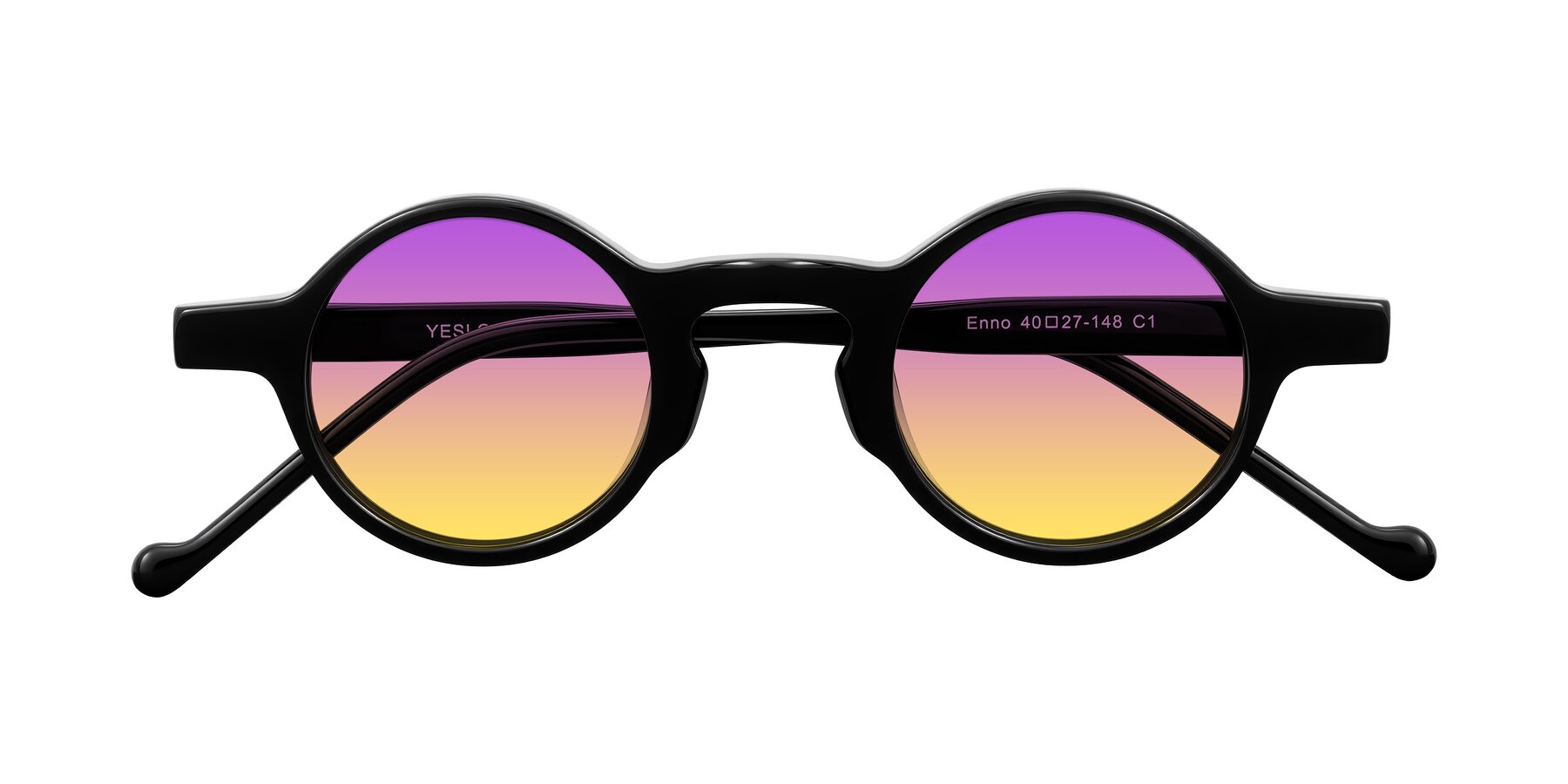 Folded Front of Enno in Black with Purple / Yellow Gradient Lenses