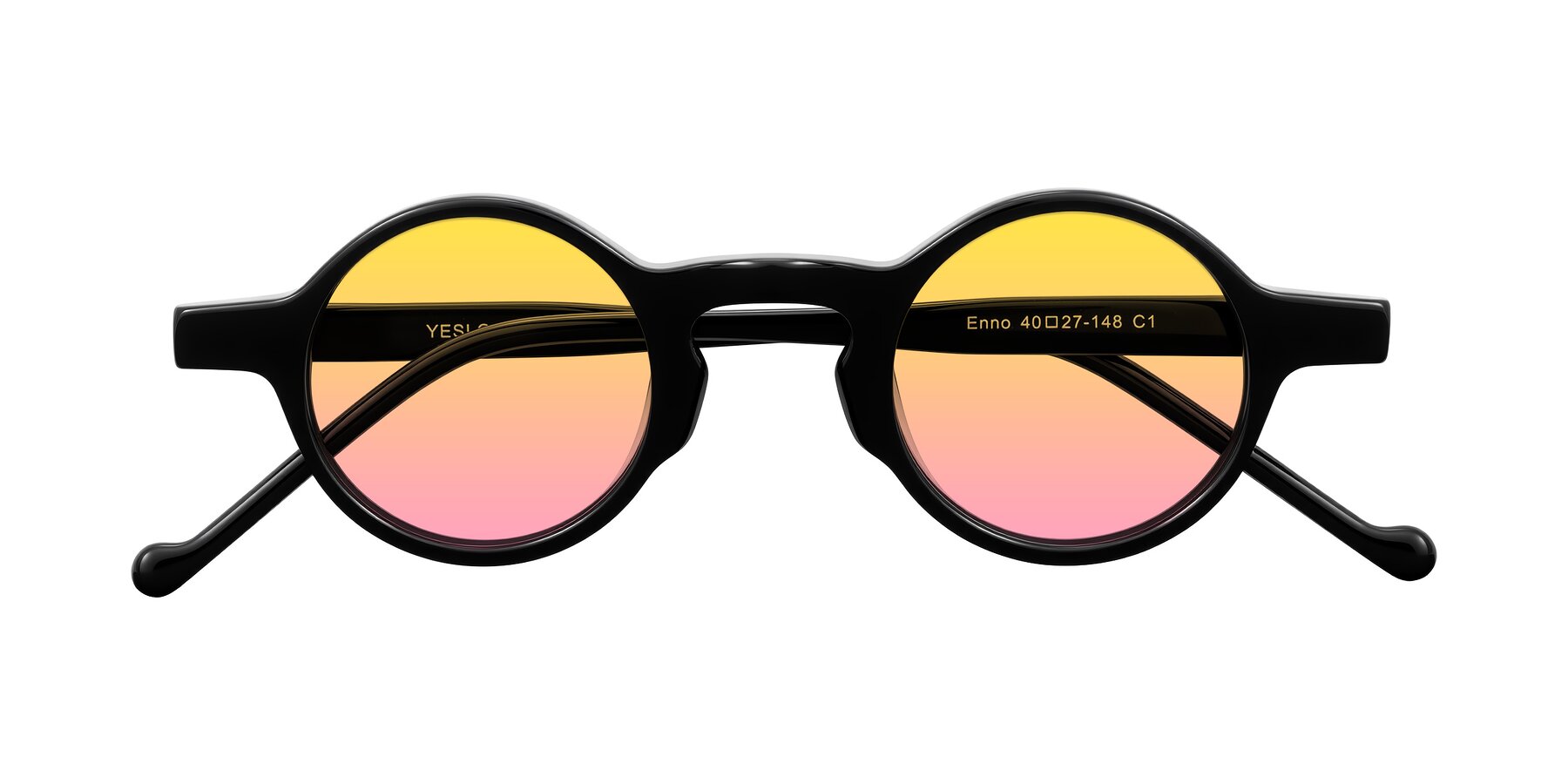 Folded Front of Enno in Black with Yellow / Pink Gradient Lenses