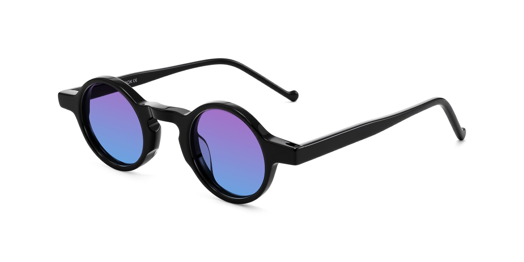 Angle of Enno in Black with Purple / Blue Gradient Lenses