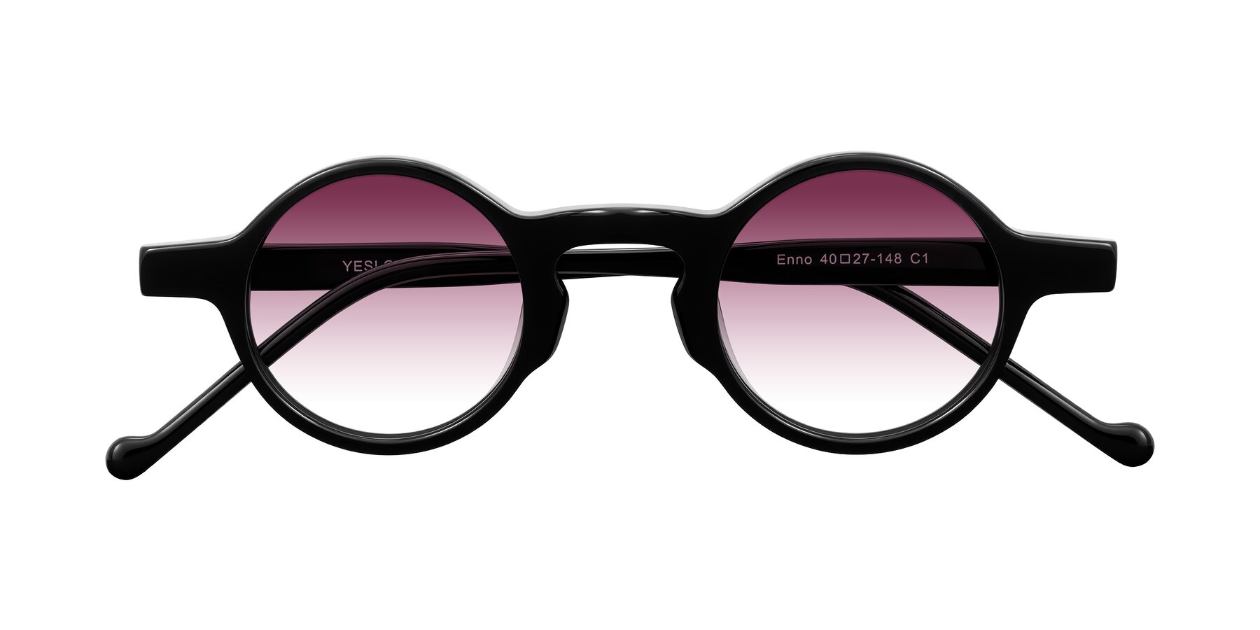 Folded Front of Enno in Black with Wine Gradient Lenses