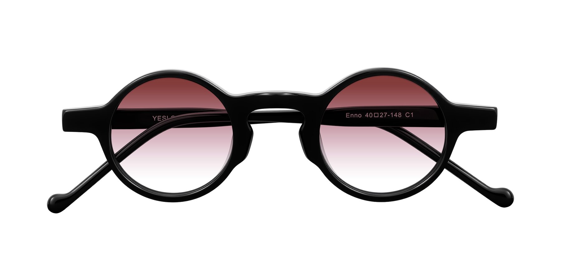 Folded Front of Enno in Black with Garnet Gradient Lenses