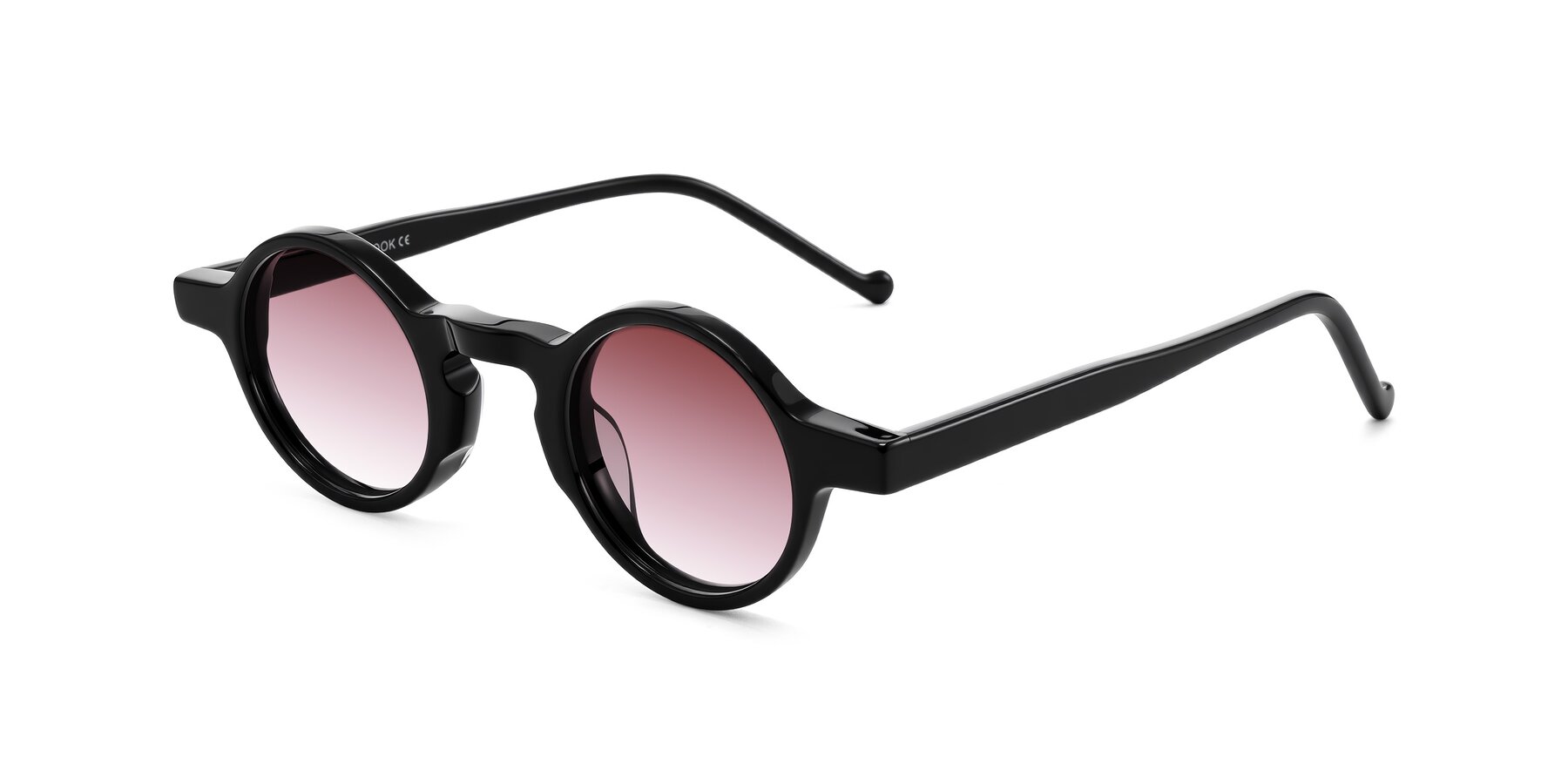 Angle of Enno in Black with Garnet Gradient Lenses