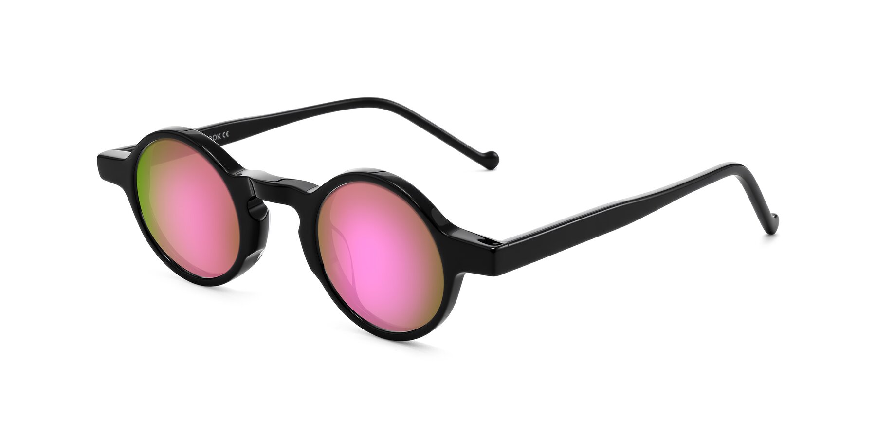Angle of Enno in Black with Pink Mirrored Lenses