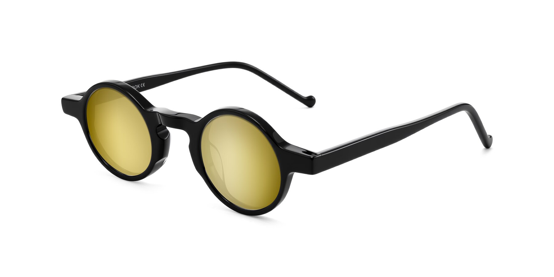 Angle of Enno in Black with Gold Mirrored Lenses