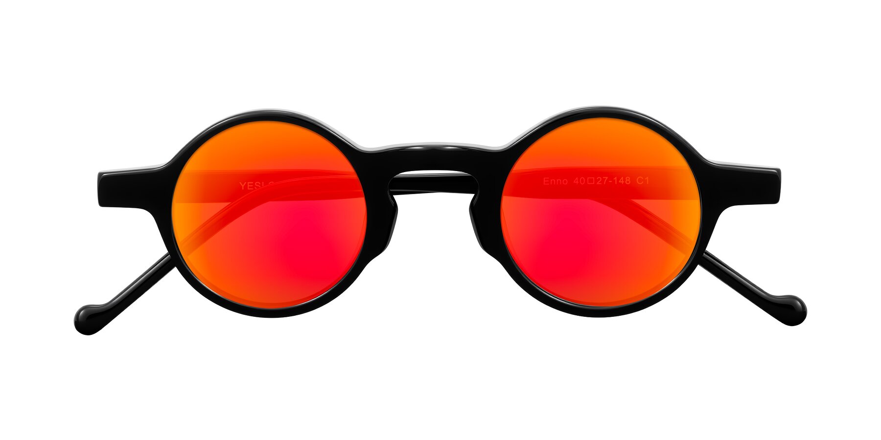 Folded Front of Enno in Black with Red Gold Mirrored Lenses